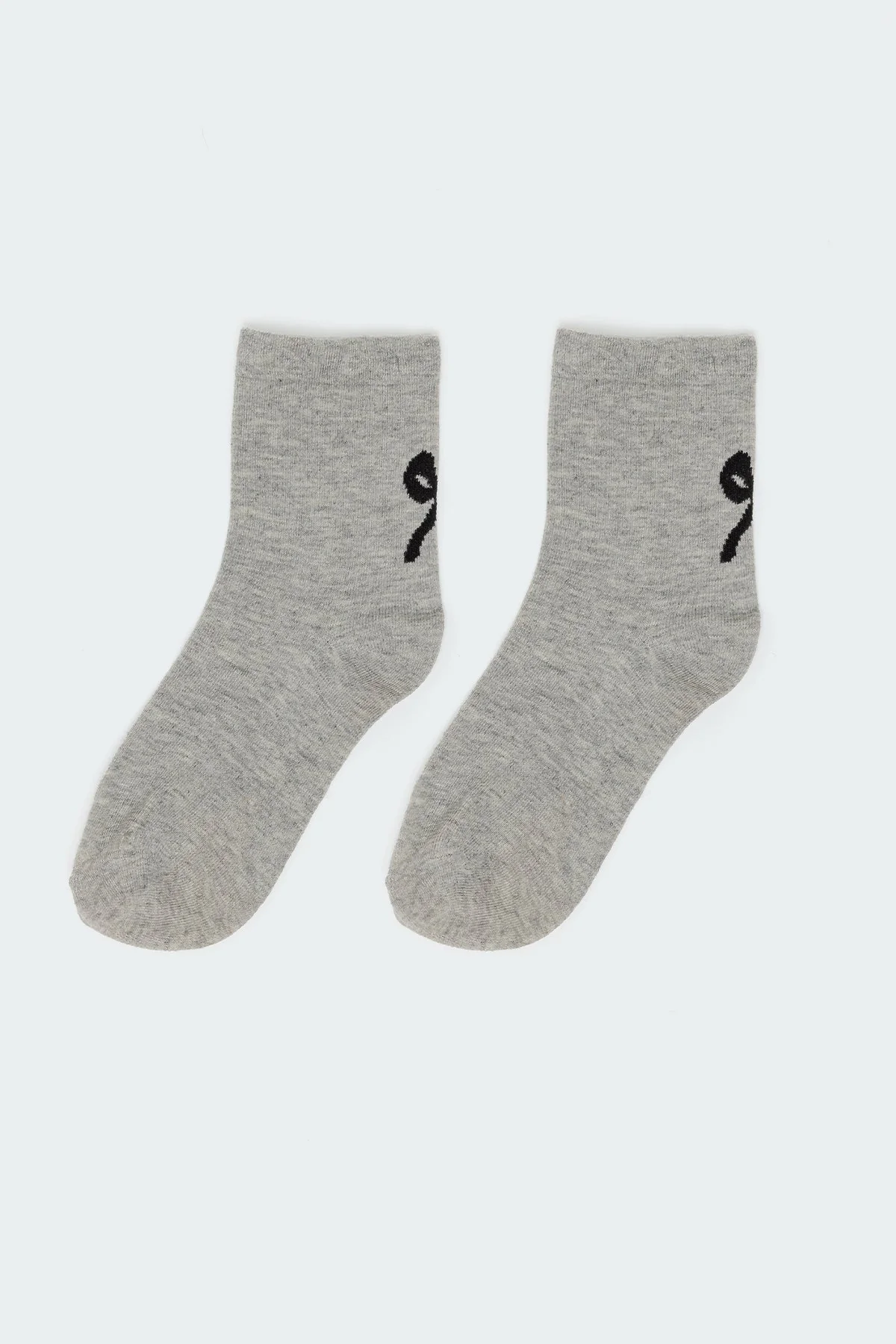 Gray Bow Design Cotton Spandex Socks