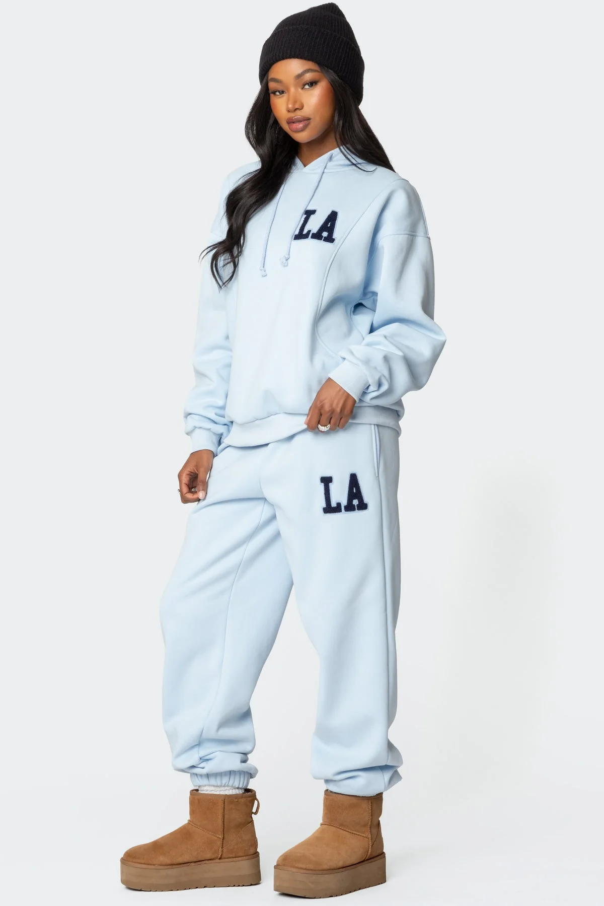Light Blue Oversized Hoodie with Graphic Patch