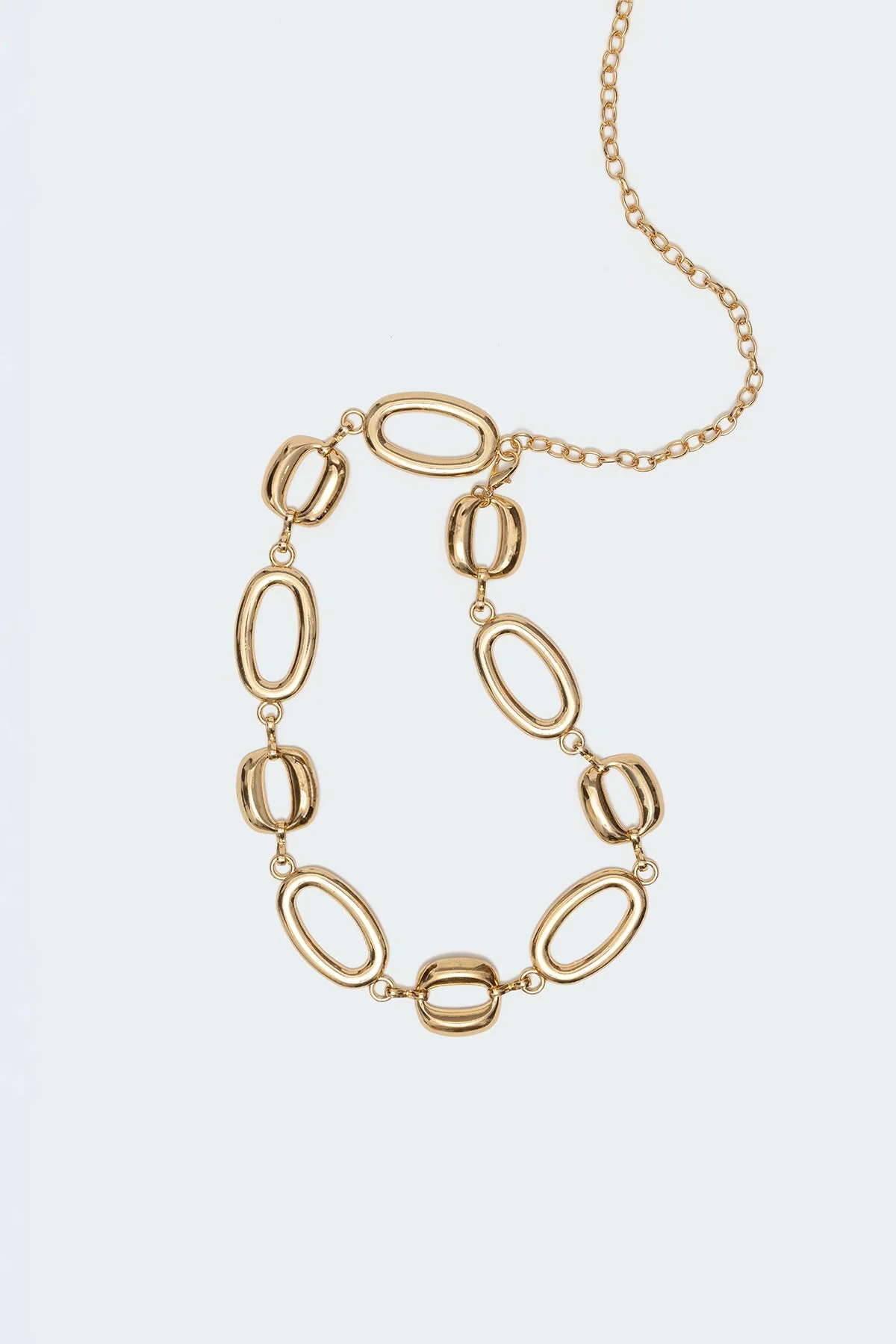 Gold Oval Chain Belt Womens Fashion Accessory