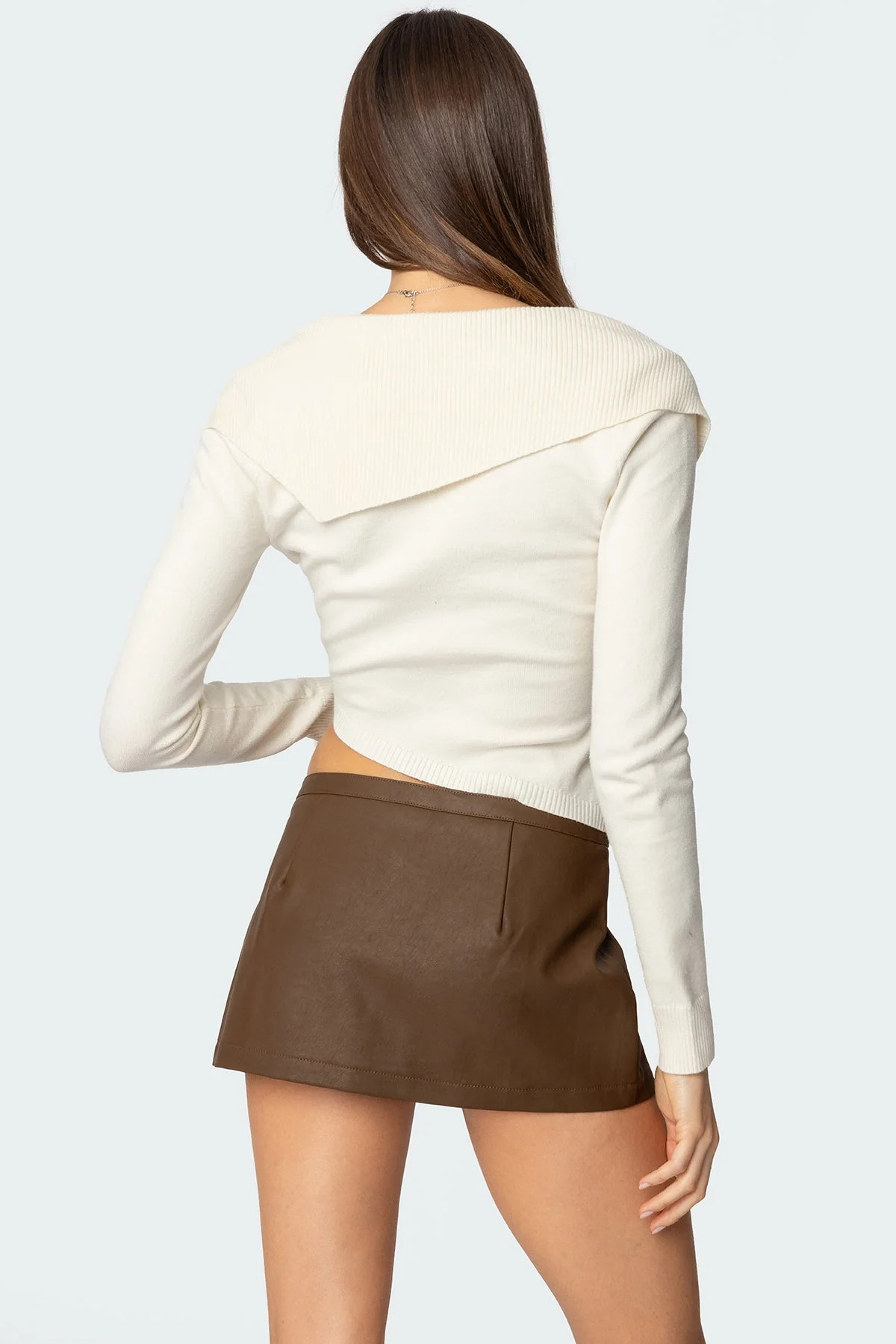 Cream Asymmetric Knit Sweater