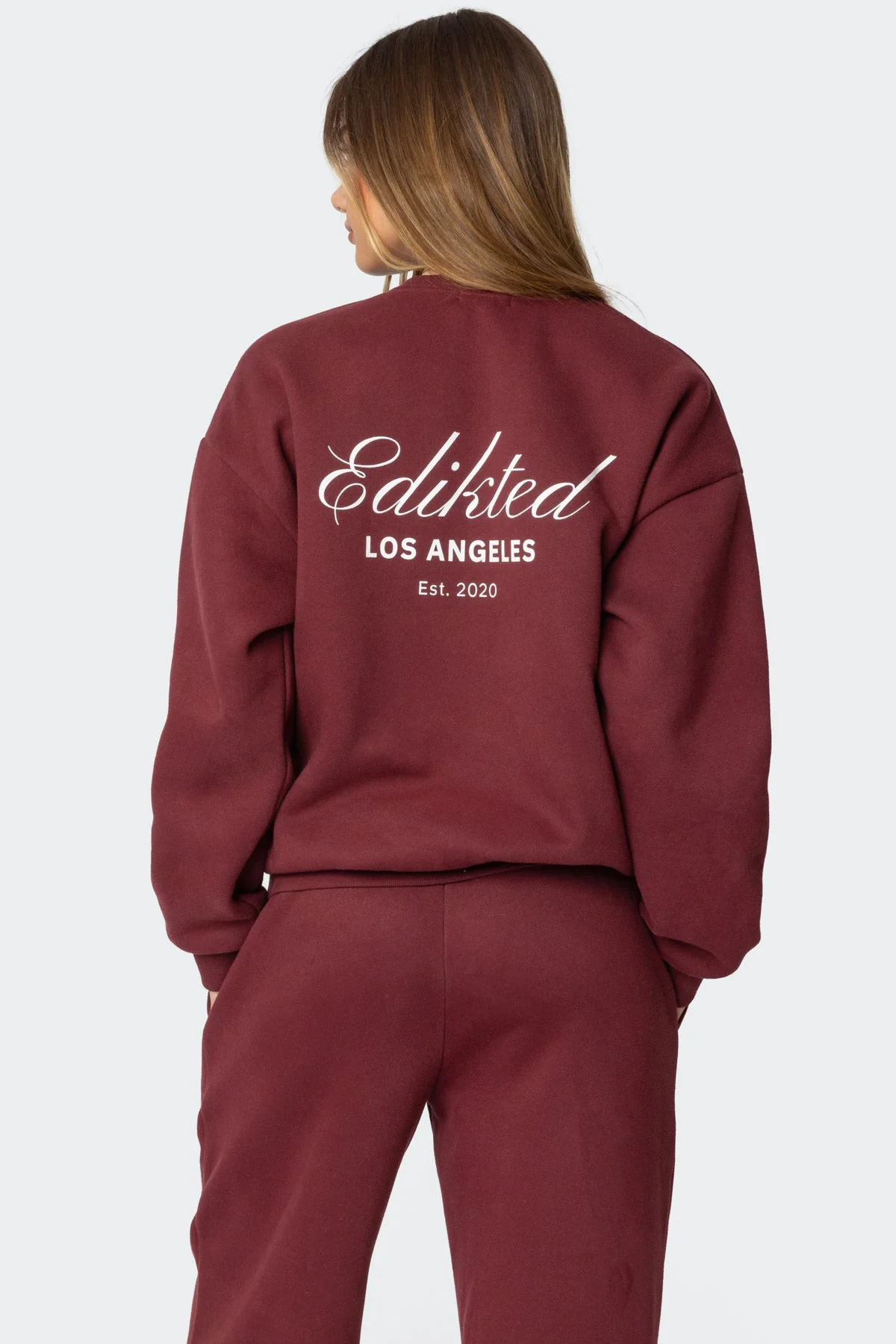 Burgundy Graphic Print Sweatshirt | Cozy Long Sleeve Loungewear