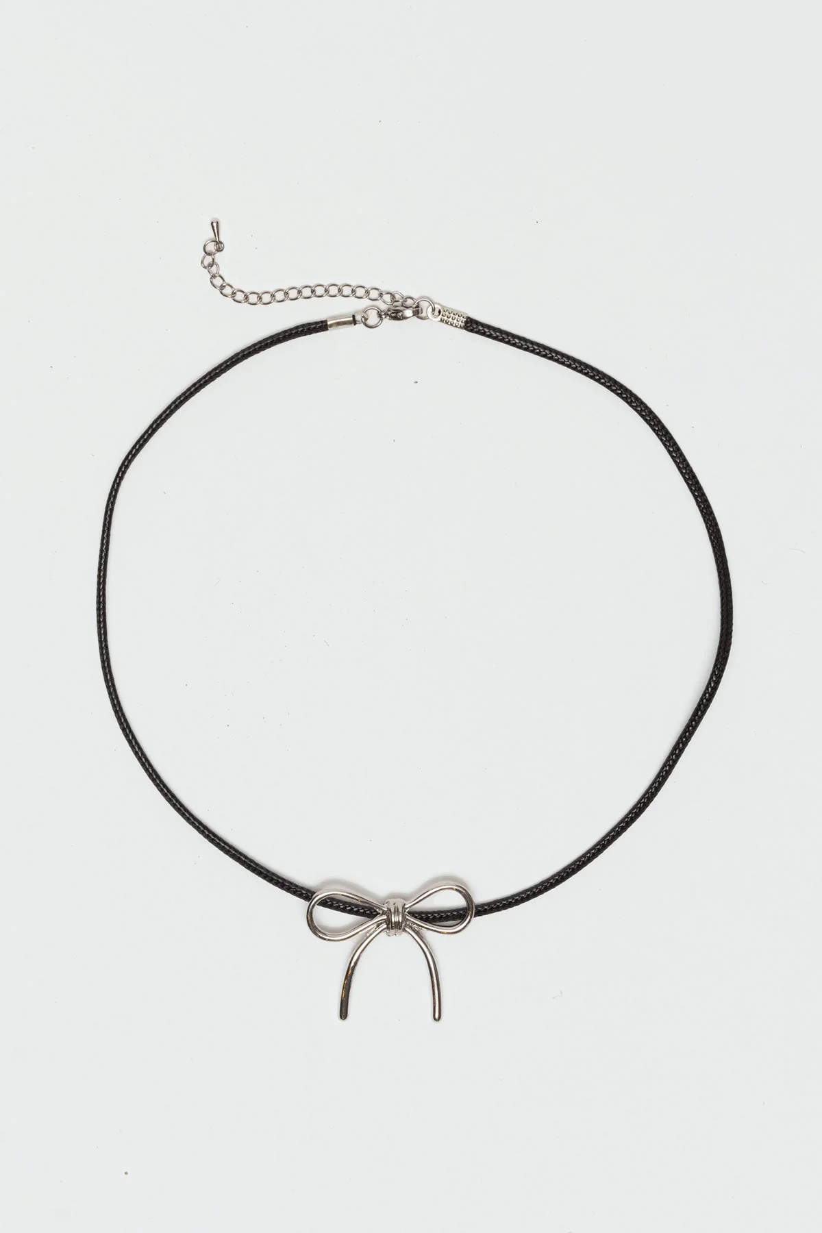 Silver Bow Cord Necklace for Elegant Style