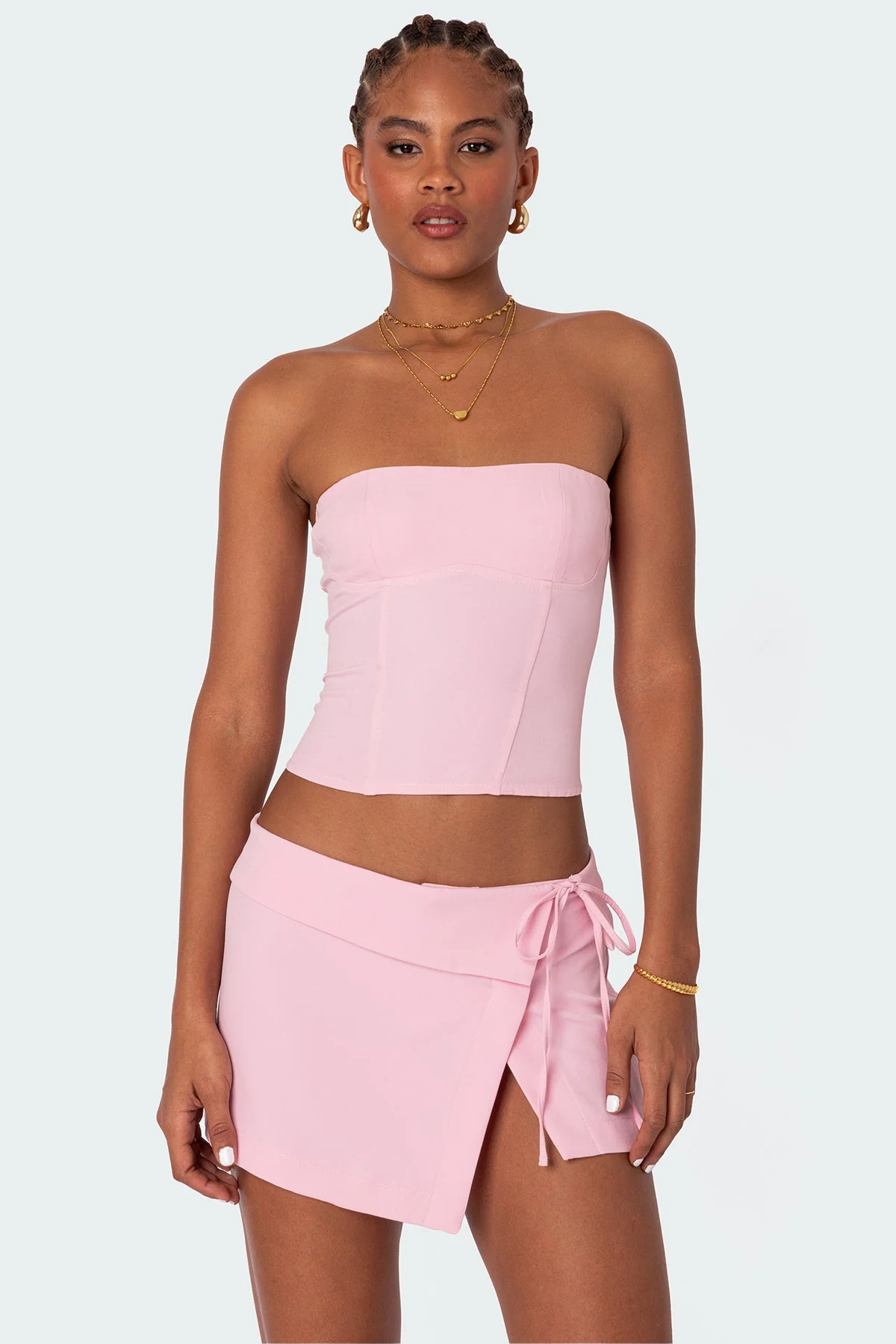 Pink Lace Up Corset Top Selena Style