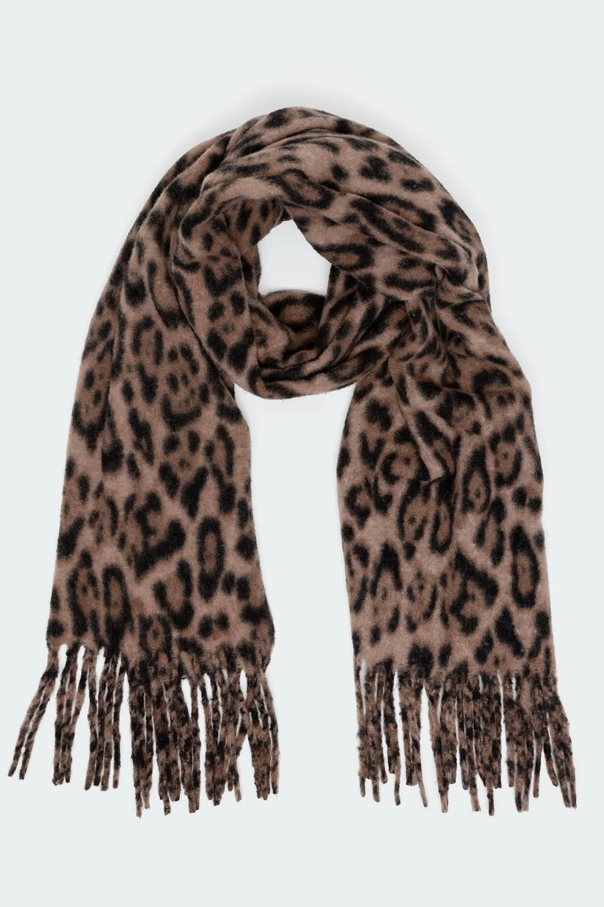 Leopard Print Chunky Scarf Cotton Spandex Mix