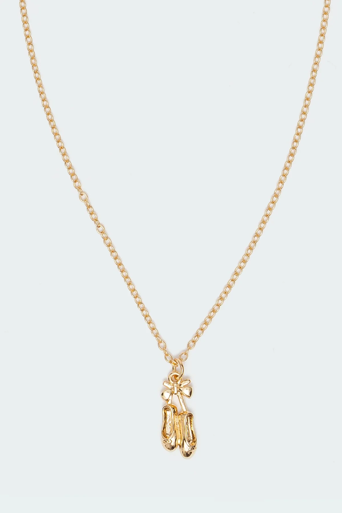 Baby Ballet Slipper Charm Necklace - Gold Tone