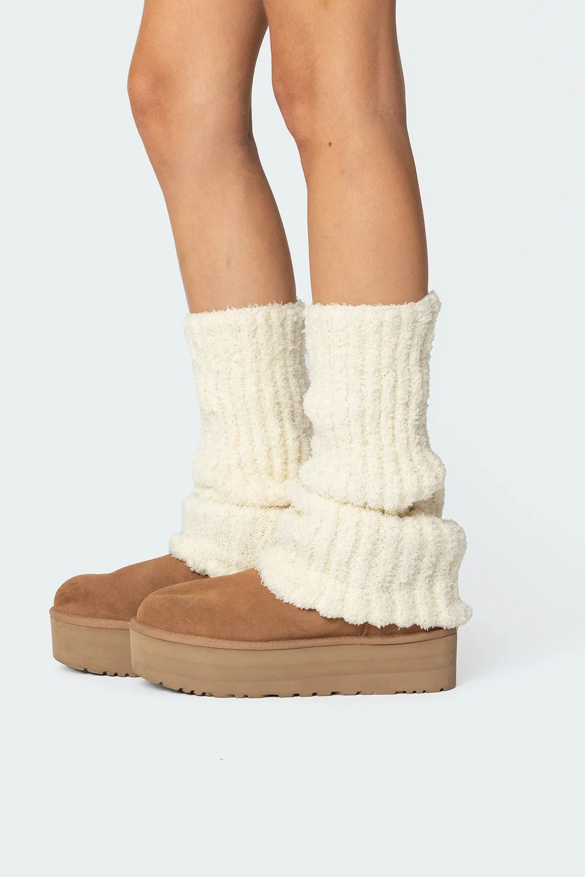Cream Knit Leg Warmers for Cozy Style