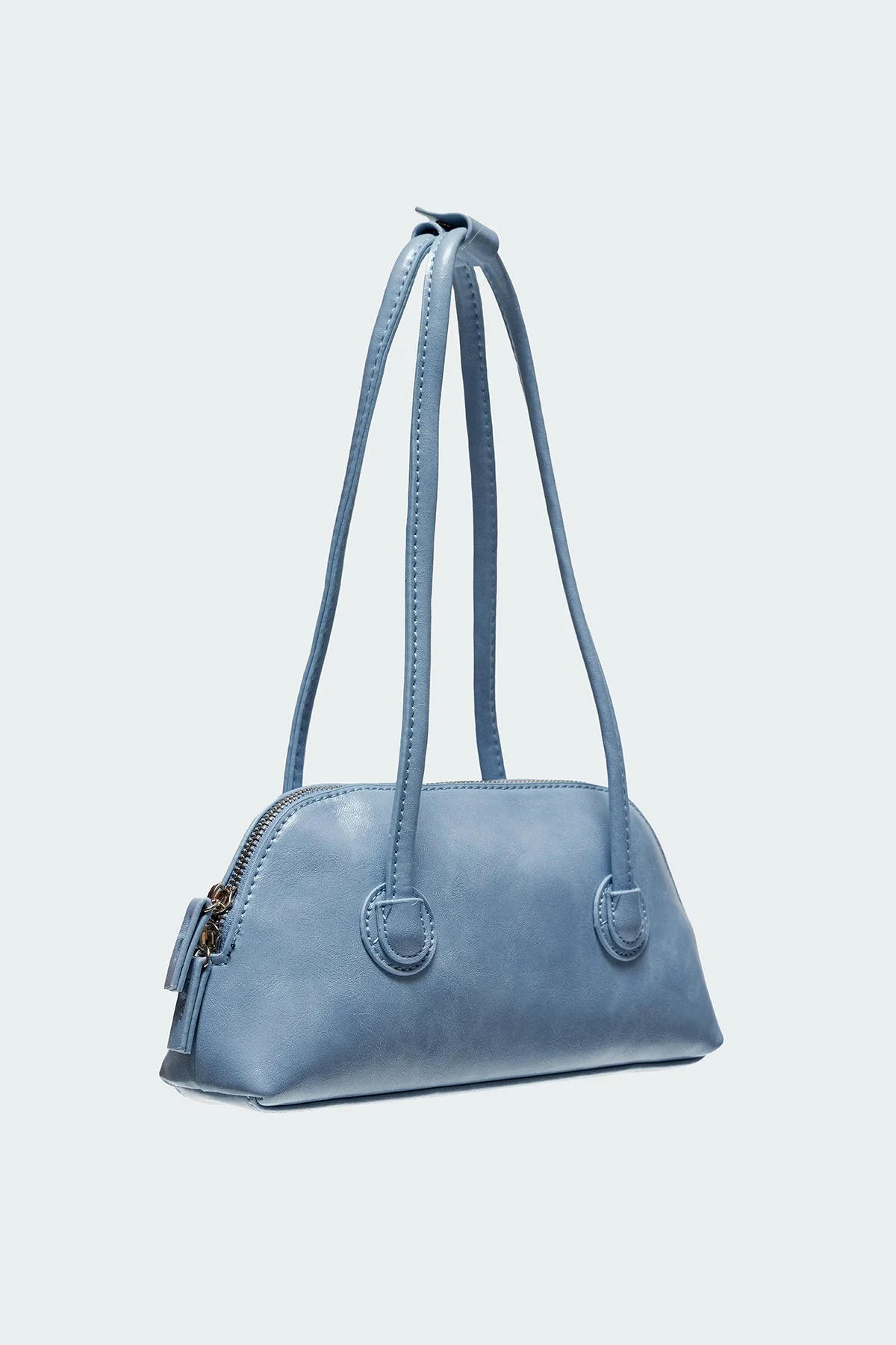 Light Blue Faux Leather Shoulder Bag