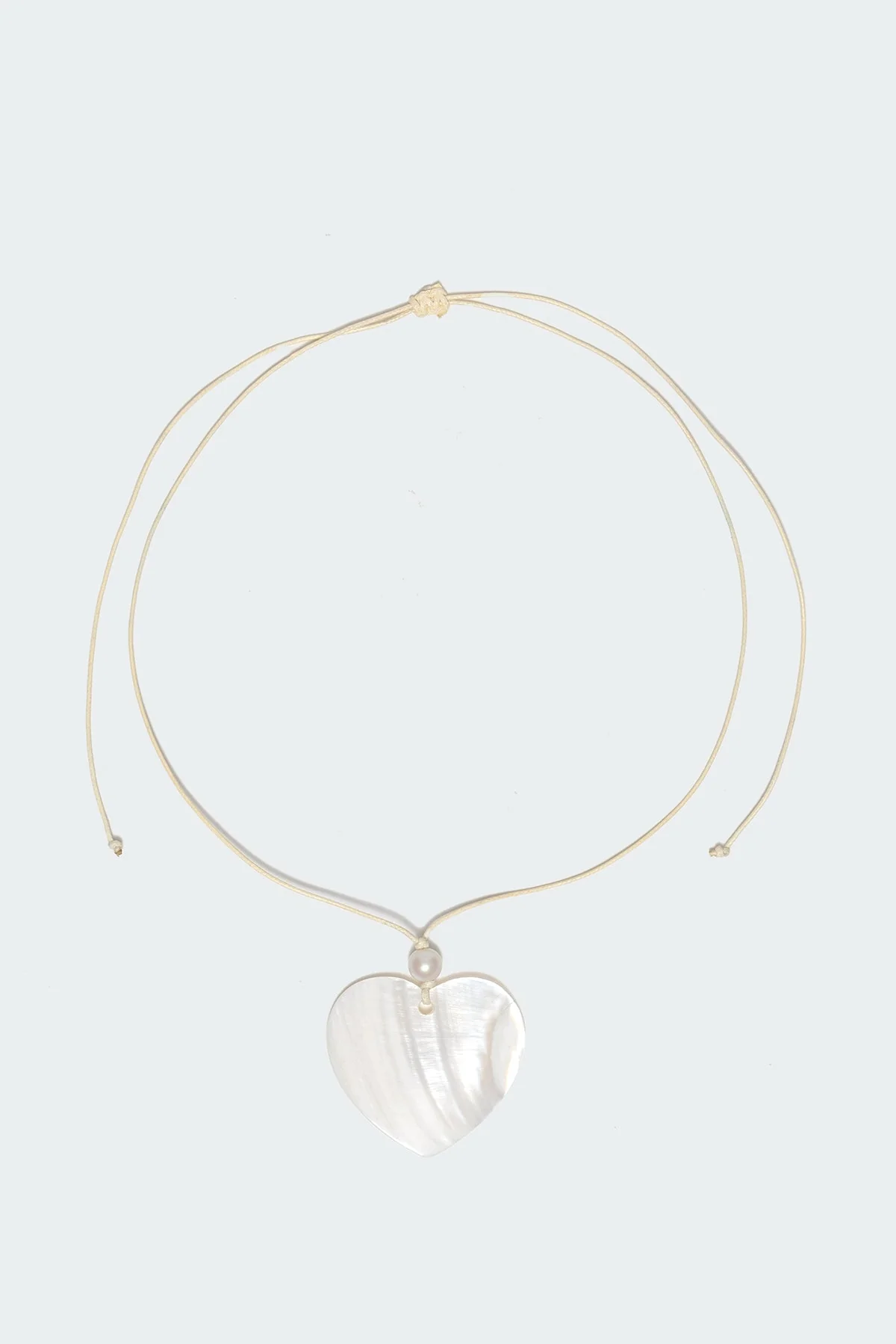 Iridescent Heart Cord Necklace White Pendant