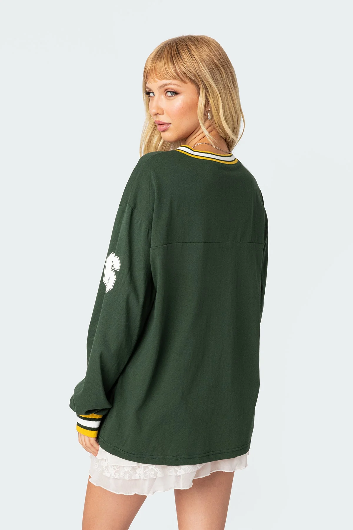 Oversized Green Baseball T-Shirt for Women