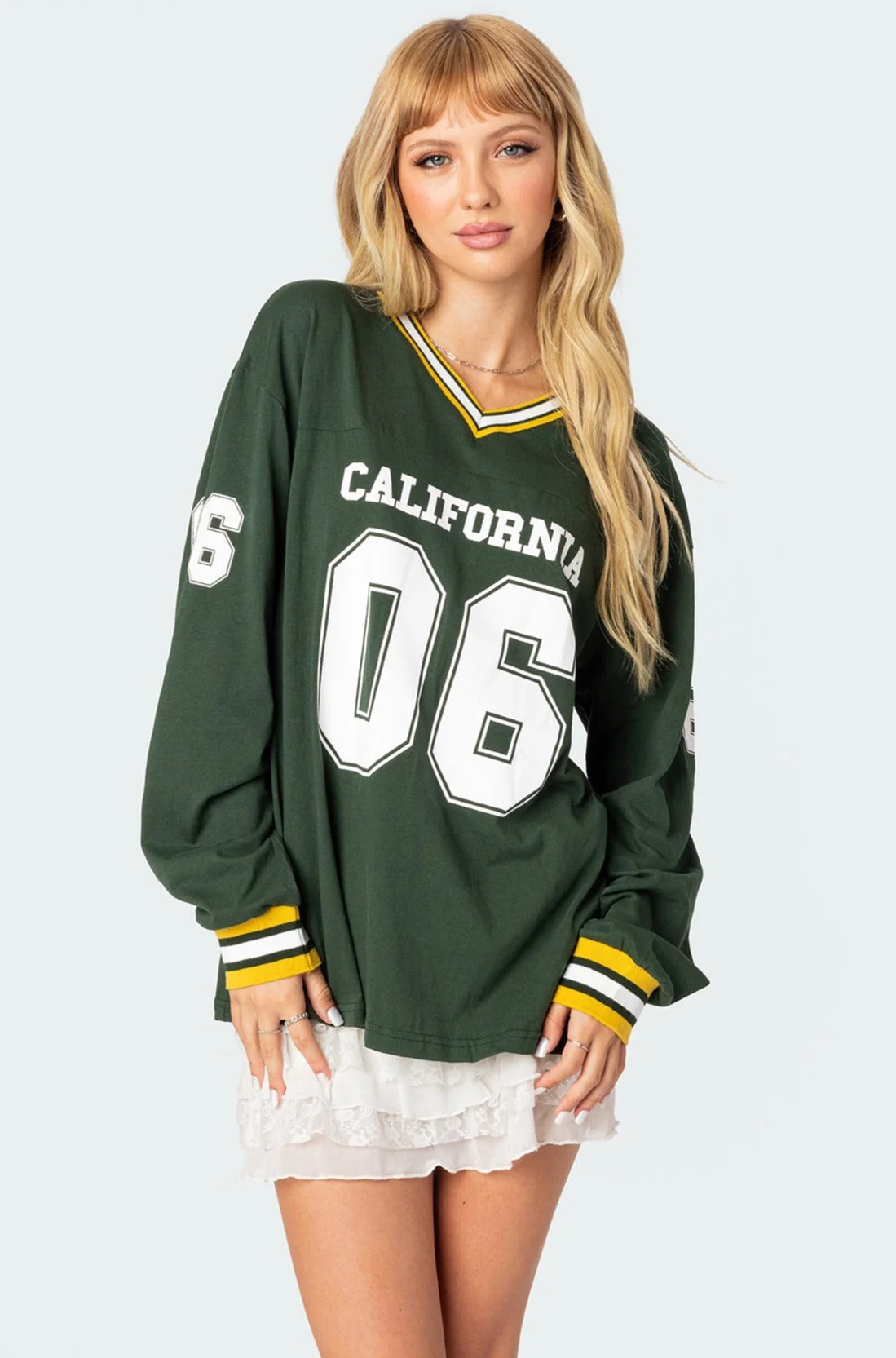 Oversized Green Baseball T-Shirt for Women