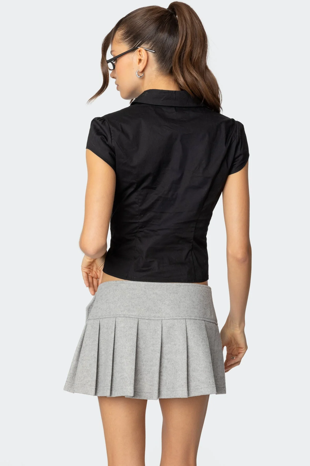 Tailored Black Button-Up Shirt for Women