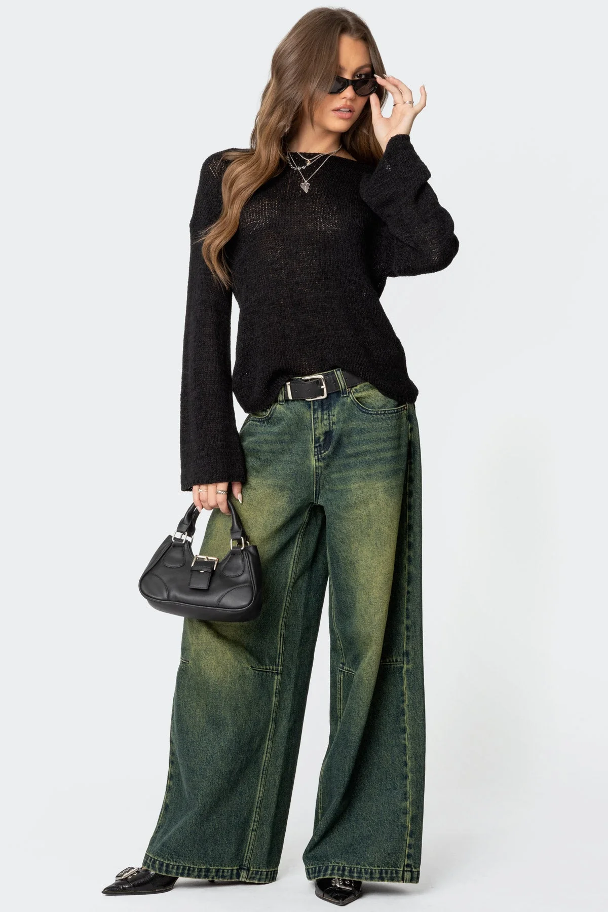 Green Washed Denim Low Rise Jeans for Stylish Looks
