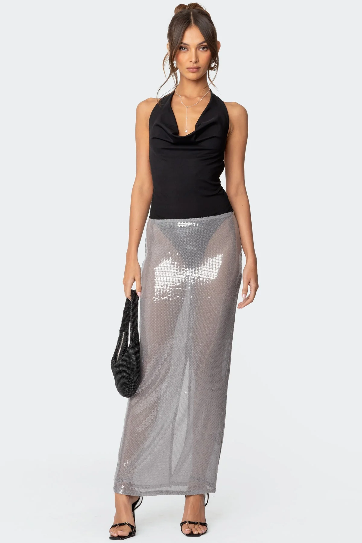 Sexy Open Back Cowl Neck Bodysuit in Black - XS-XL