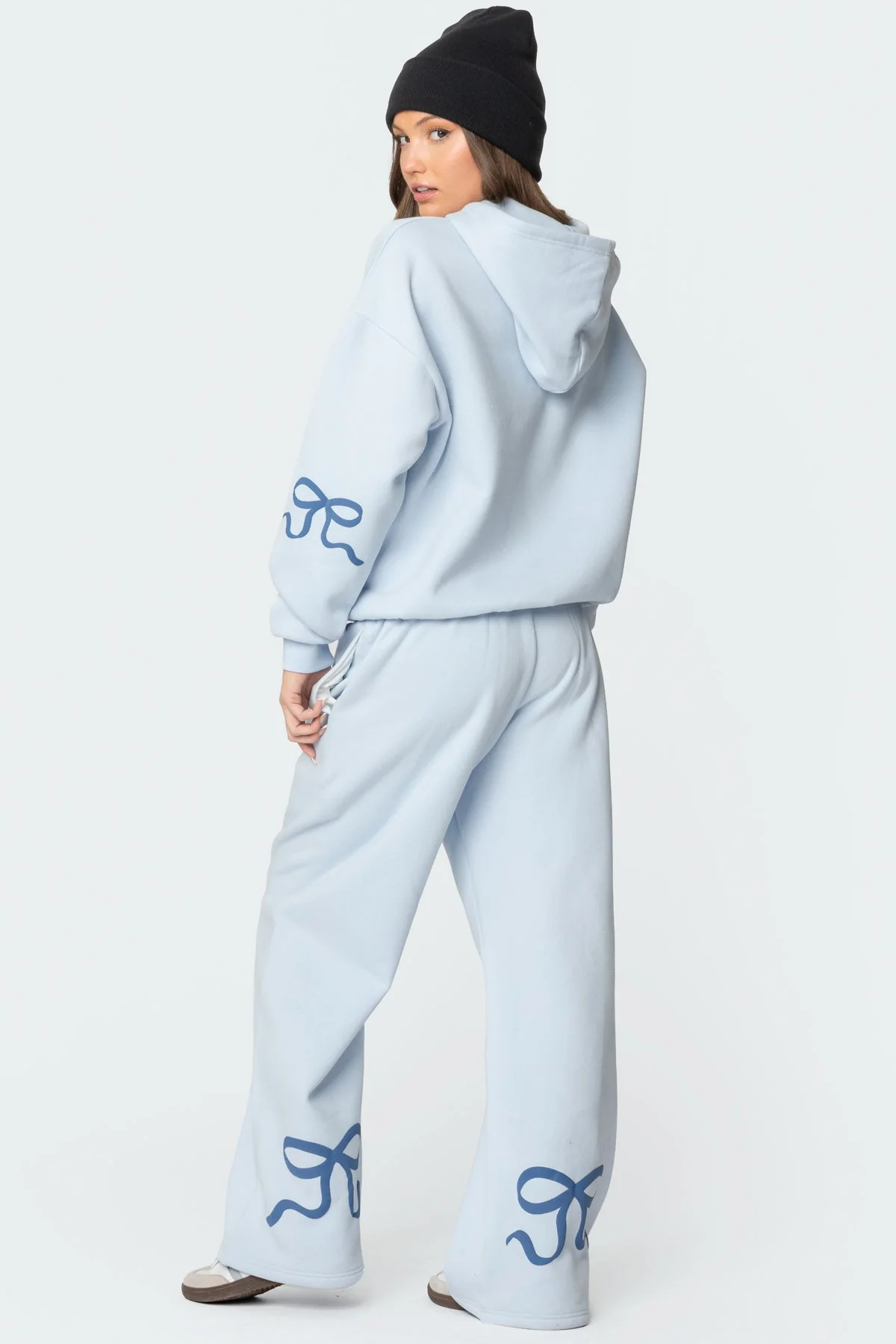 Blue Bow Detail Sweatpants Set