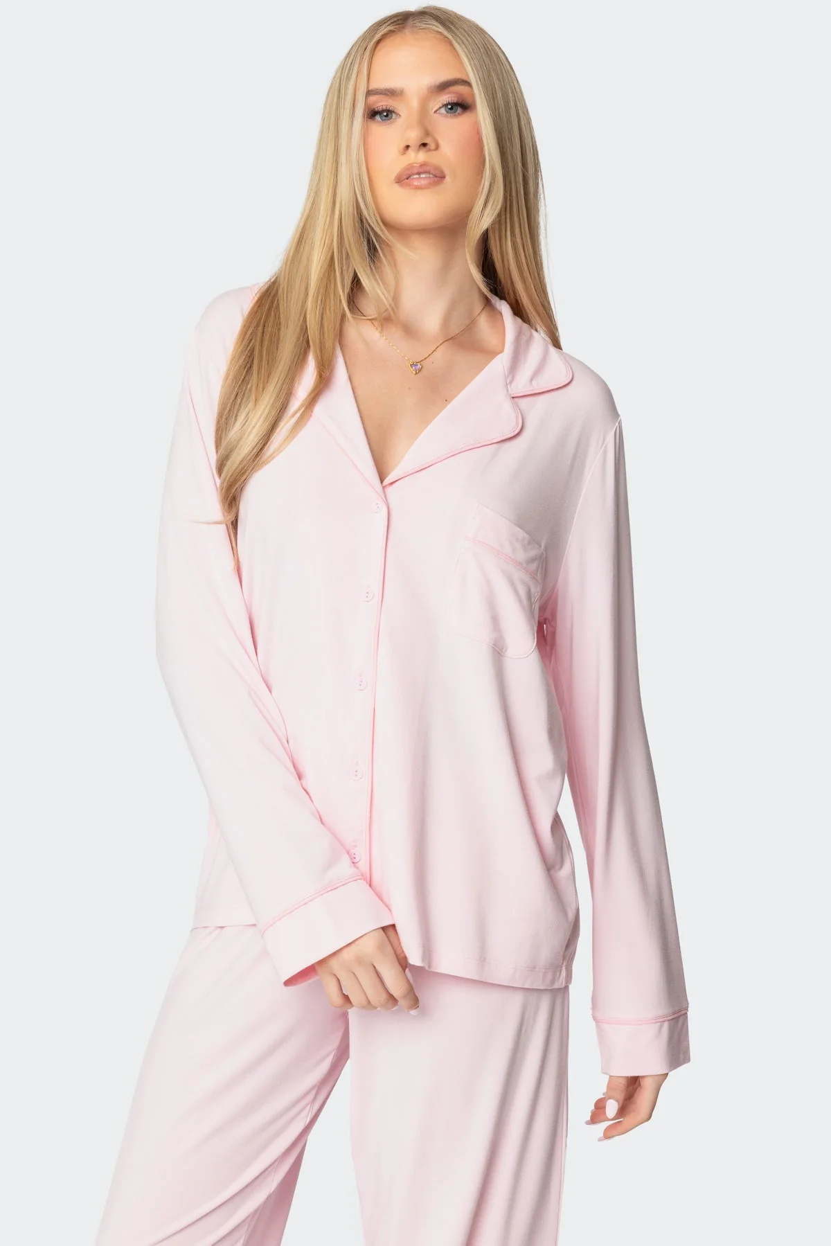 Light Pink Button Up Shirt for Women