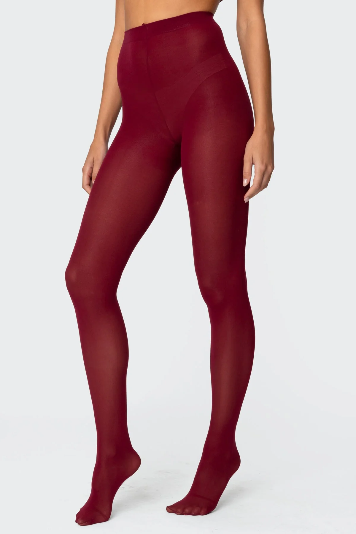 Burgundy Opaque Cotton Spandex Tights