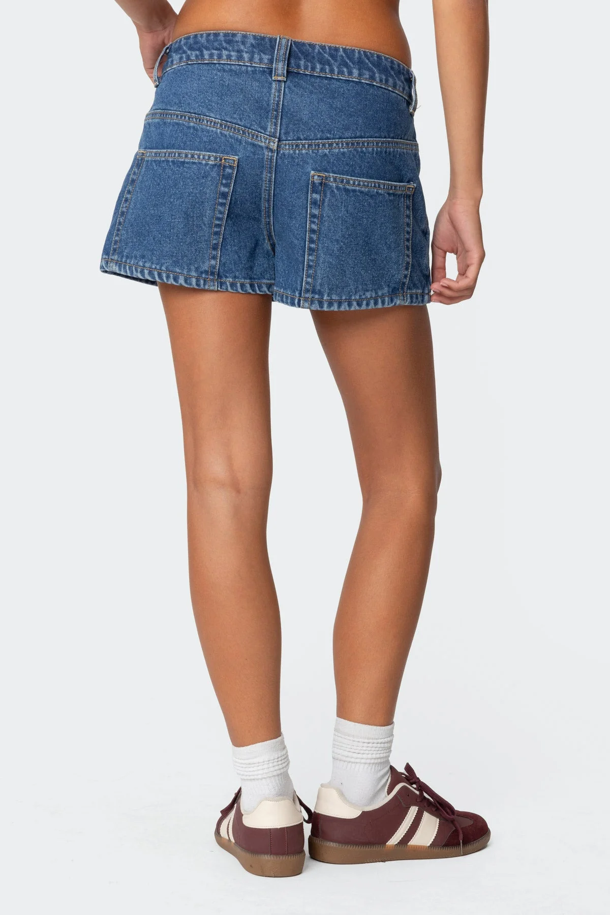 Denim Micro Skort Dress in Dark Blue - Stylish Mini Skirt