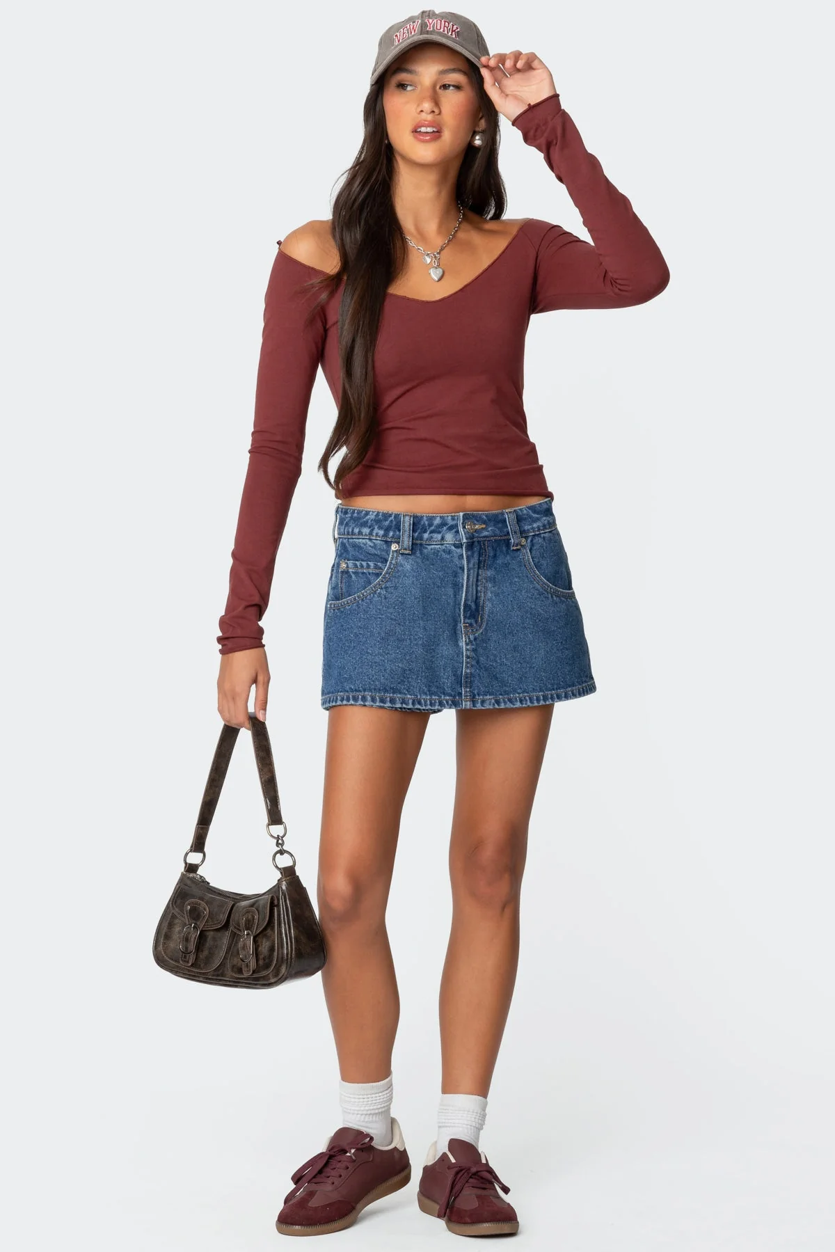Denim Micro Skort Dress in Dark Blue - Stylish Mini Skirt