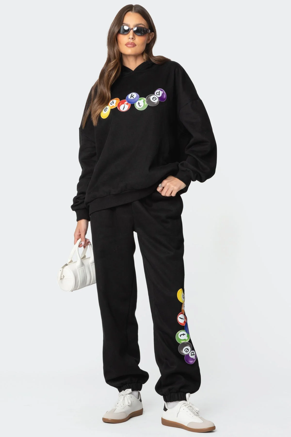 Black Oversized Graphic Print Hoodie