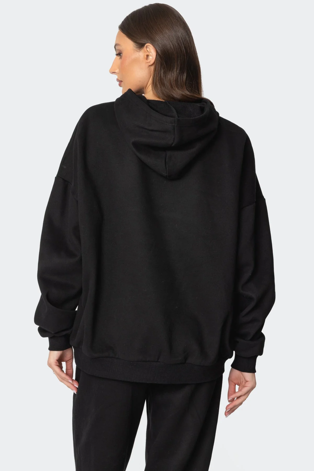 Black Oversized Graphic Print Hoodie