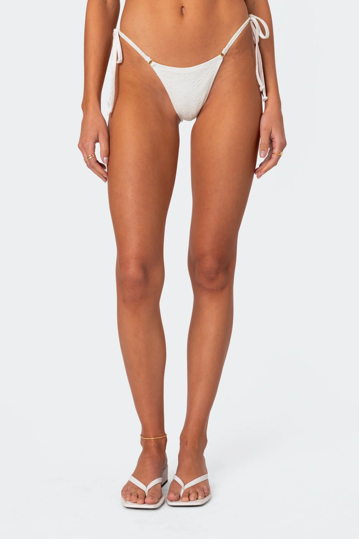 White Eyelet String Bikini Bottoms XS-XL Swimwear