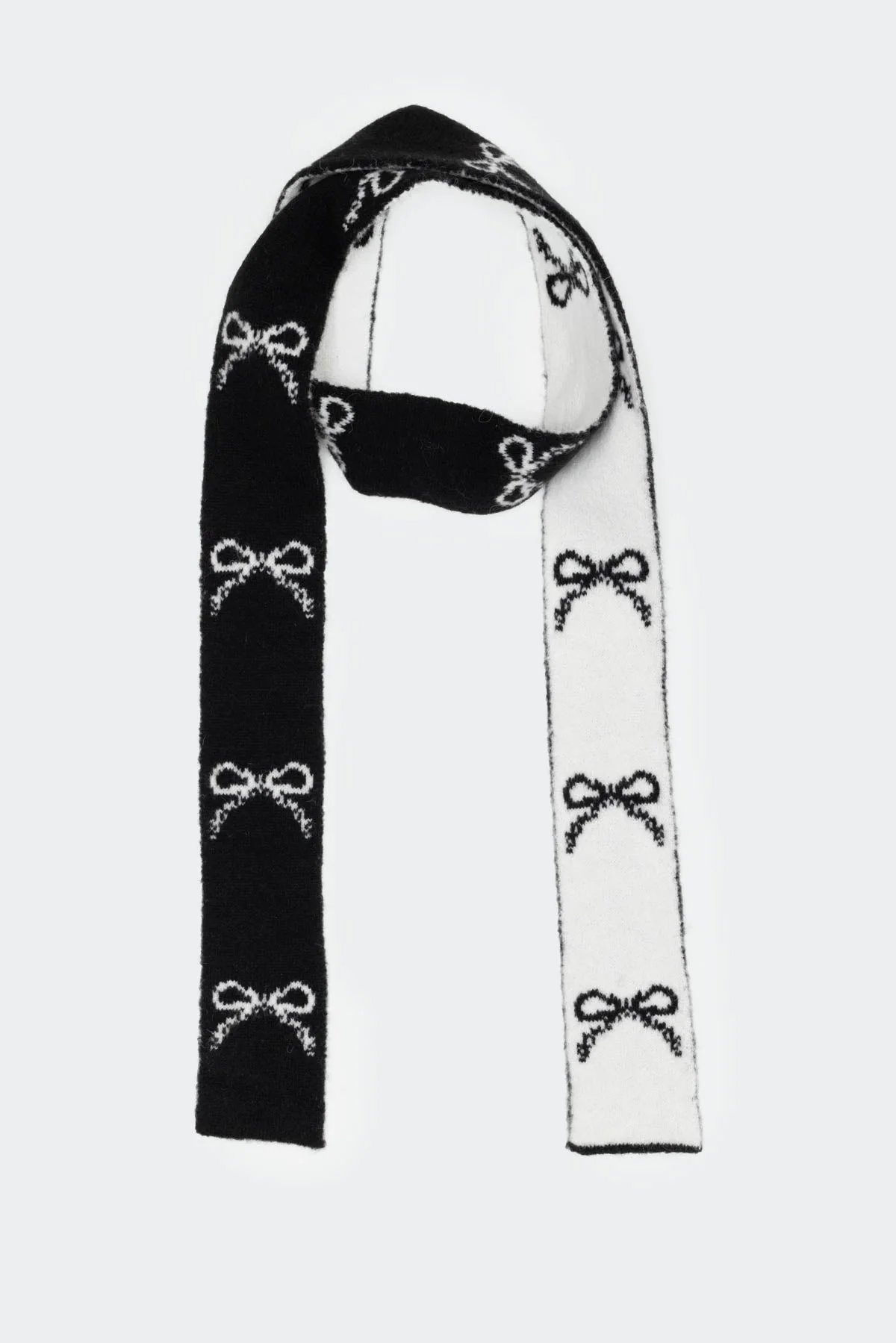Black and White Knit Bow Scarf