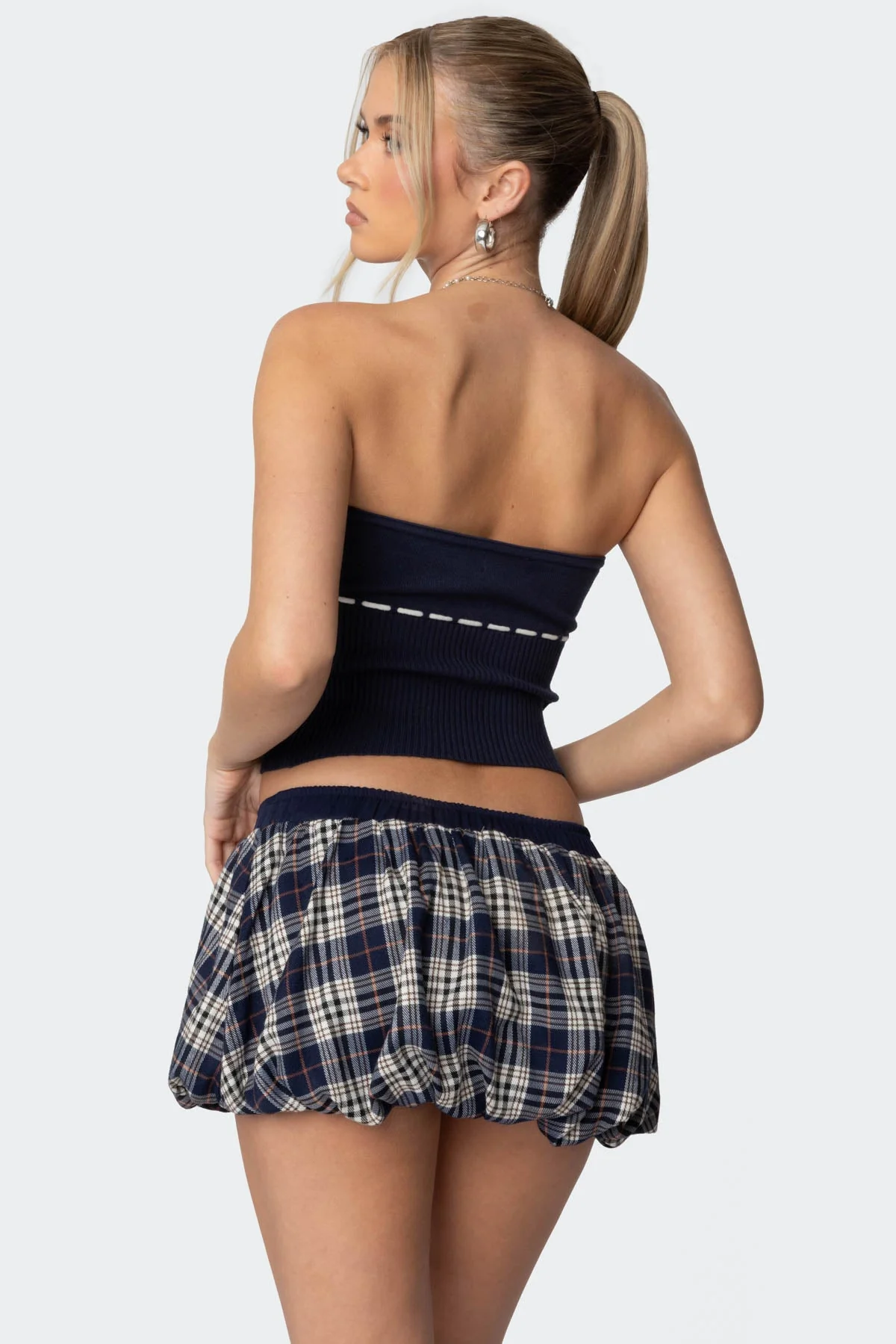 Elsie Navy Knitted Tube Top