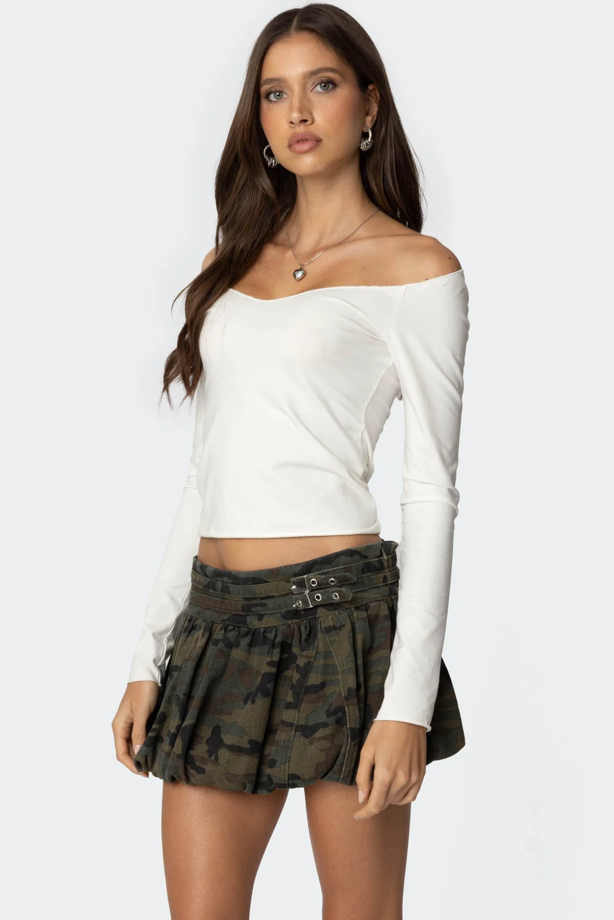 White Off Shoulder V Neck Top - Nattie Style