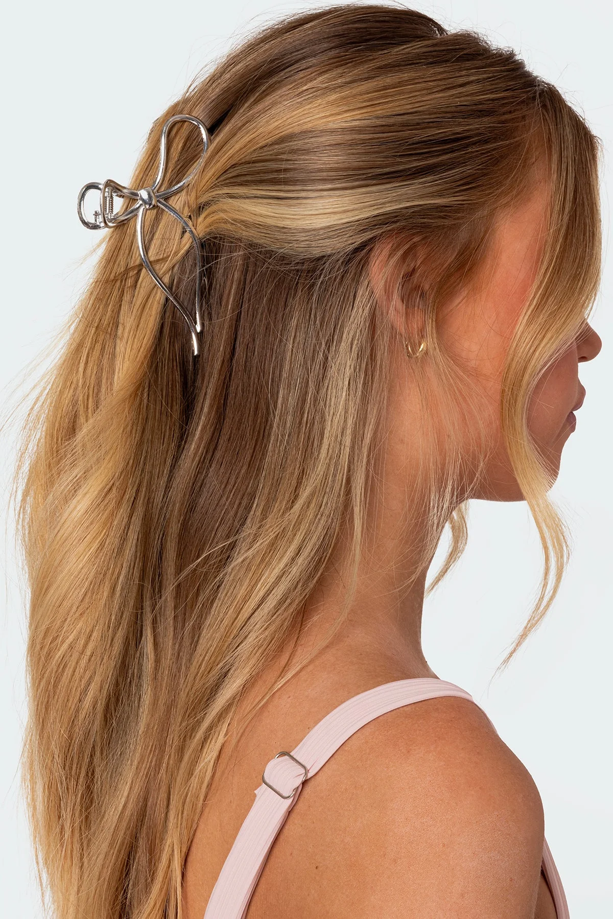 Silver Metal Bow Hair Clip Hair Accessory for Women