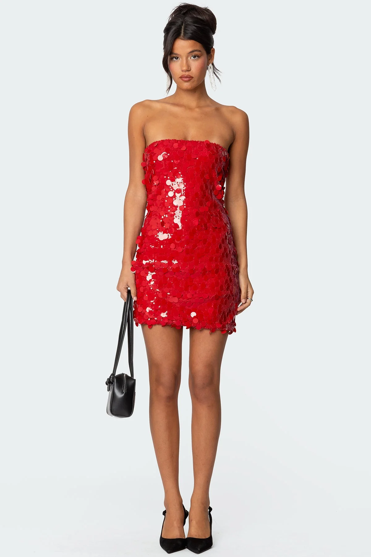 Red Sequin Strapless Mini Dress - Elegant Evening Wear