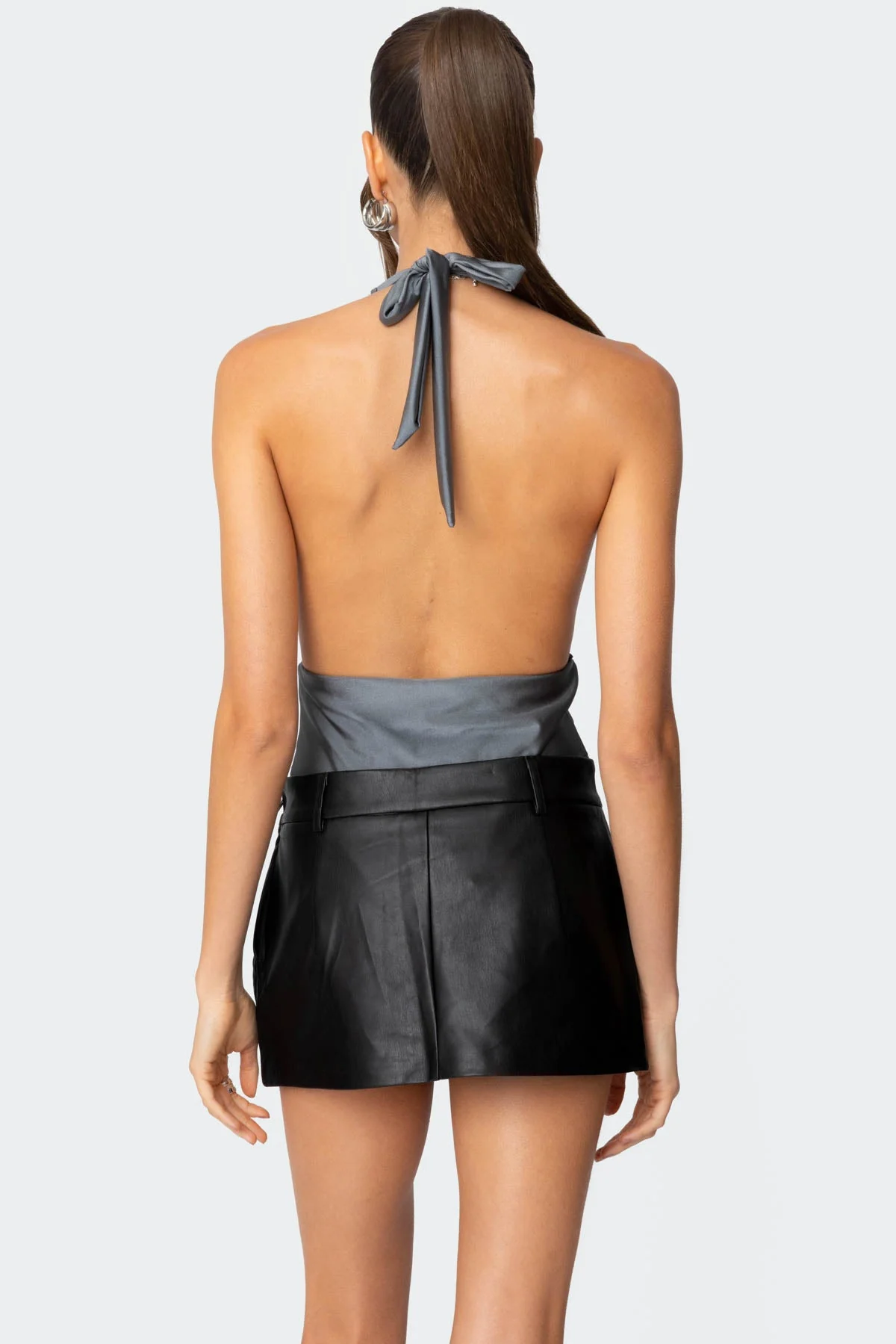 Shiny Gray Bodysuit - Stylish Justice Collection