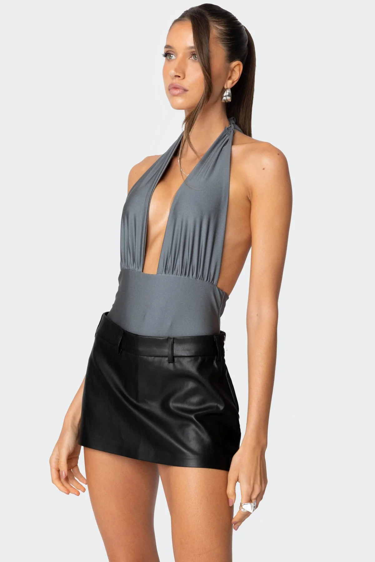 Shiny Gray Bodysuit - Stylish Justice Collection