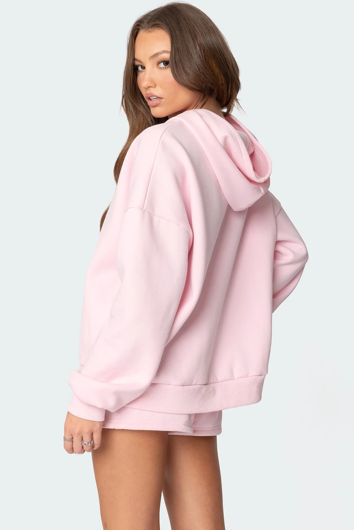Cherry Print Graphic Hoodie Set Light Pink XS-XL