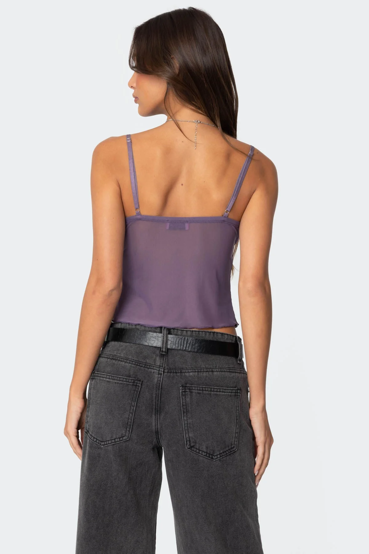 Sheer Purple Mesh Tank Top Sleeveless Fashion