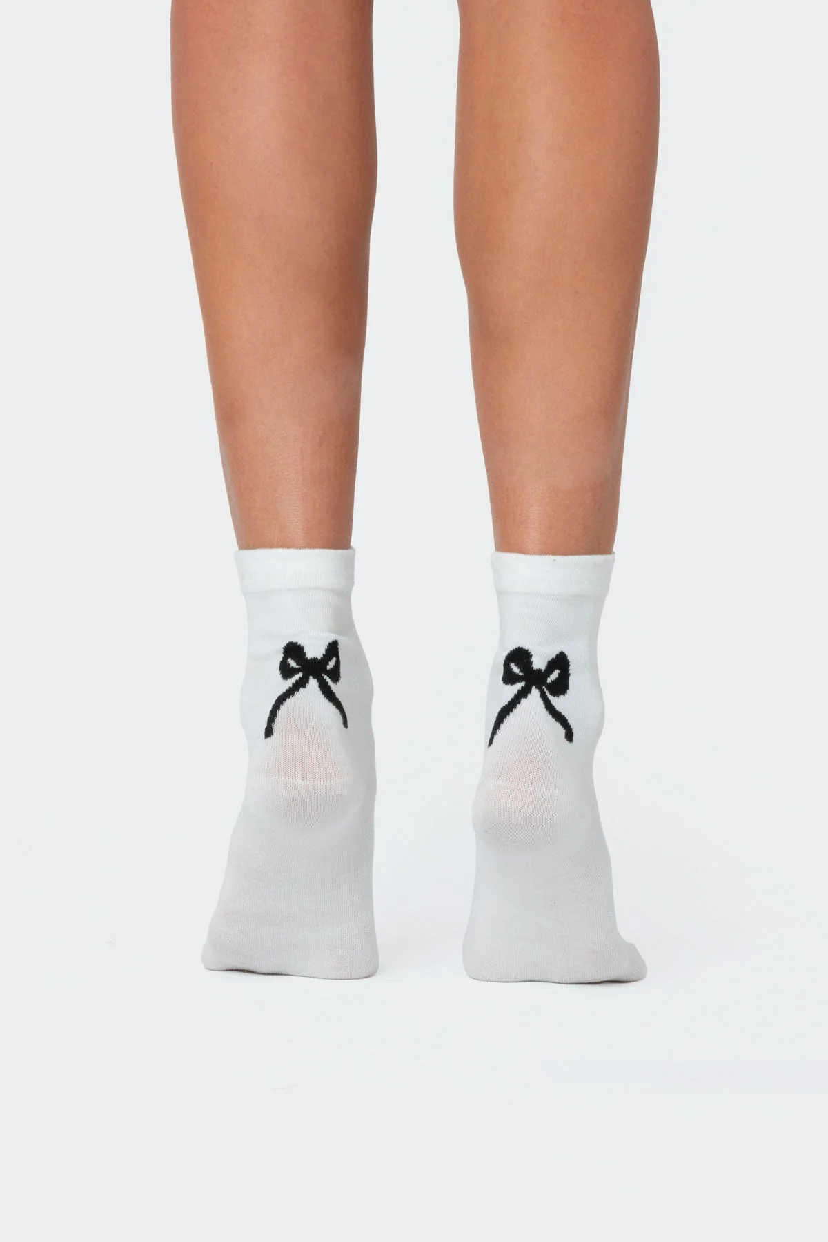 White Bow Design Cotton Socks for Women