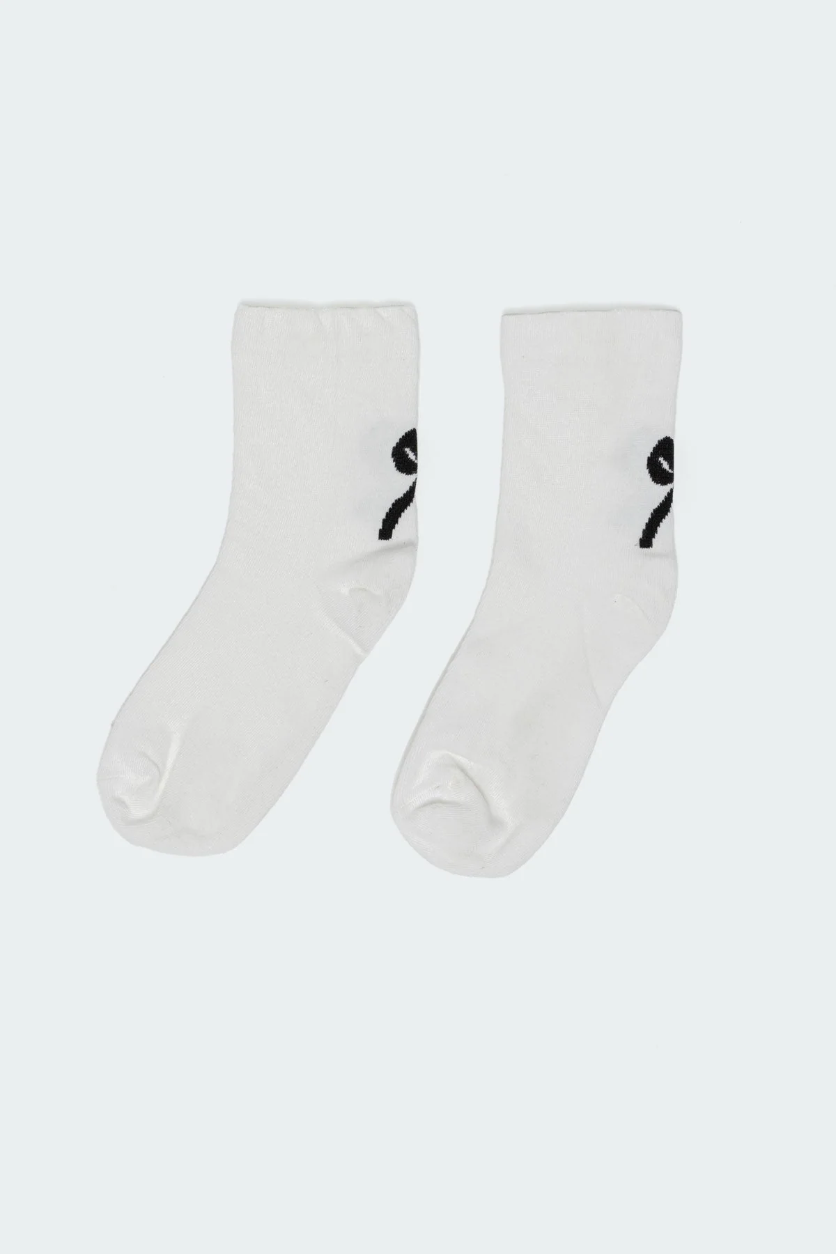 White Bow Design Cotton Socks for Women