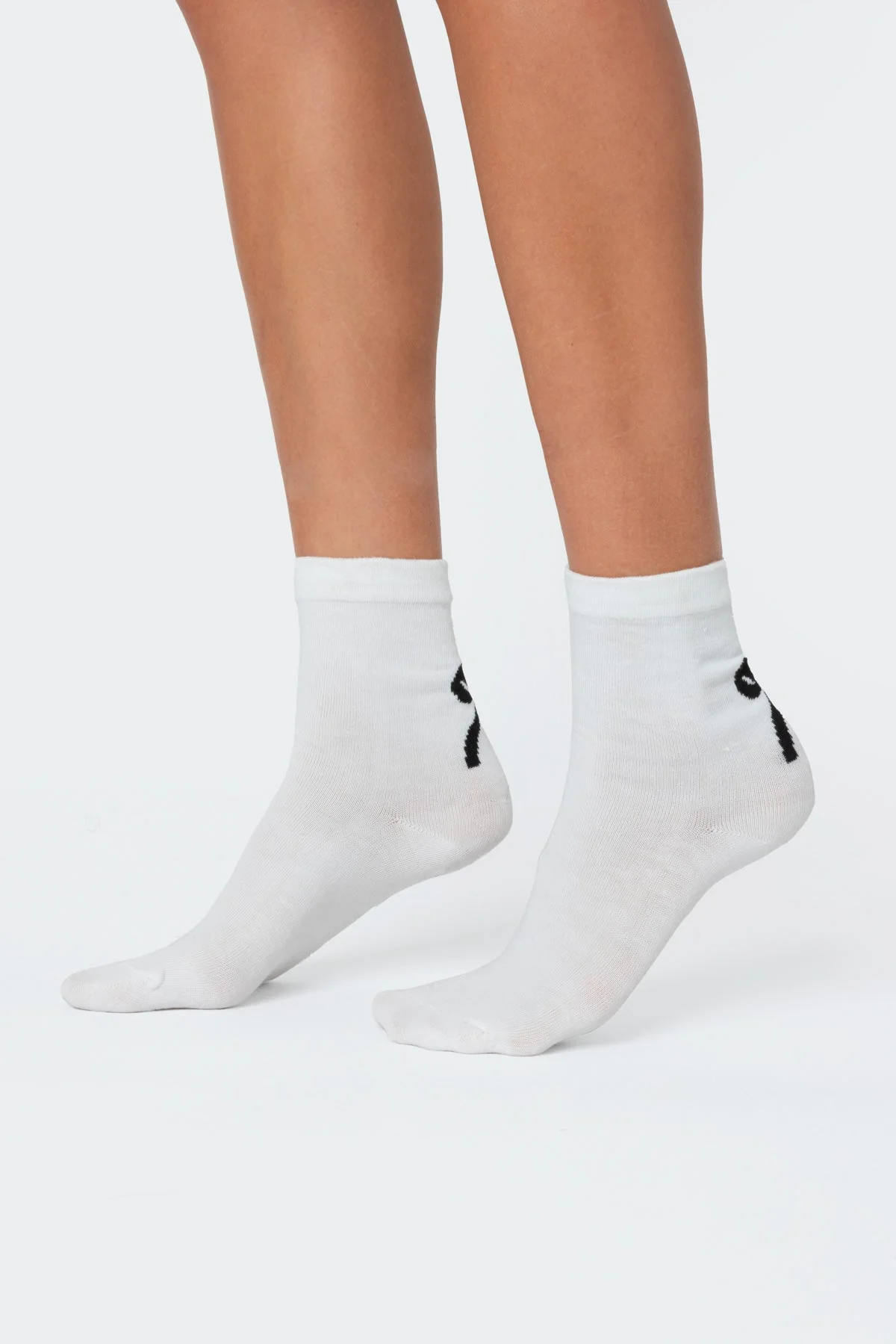 White Bow Design Cotton Socks for Women