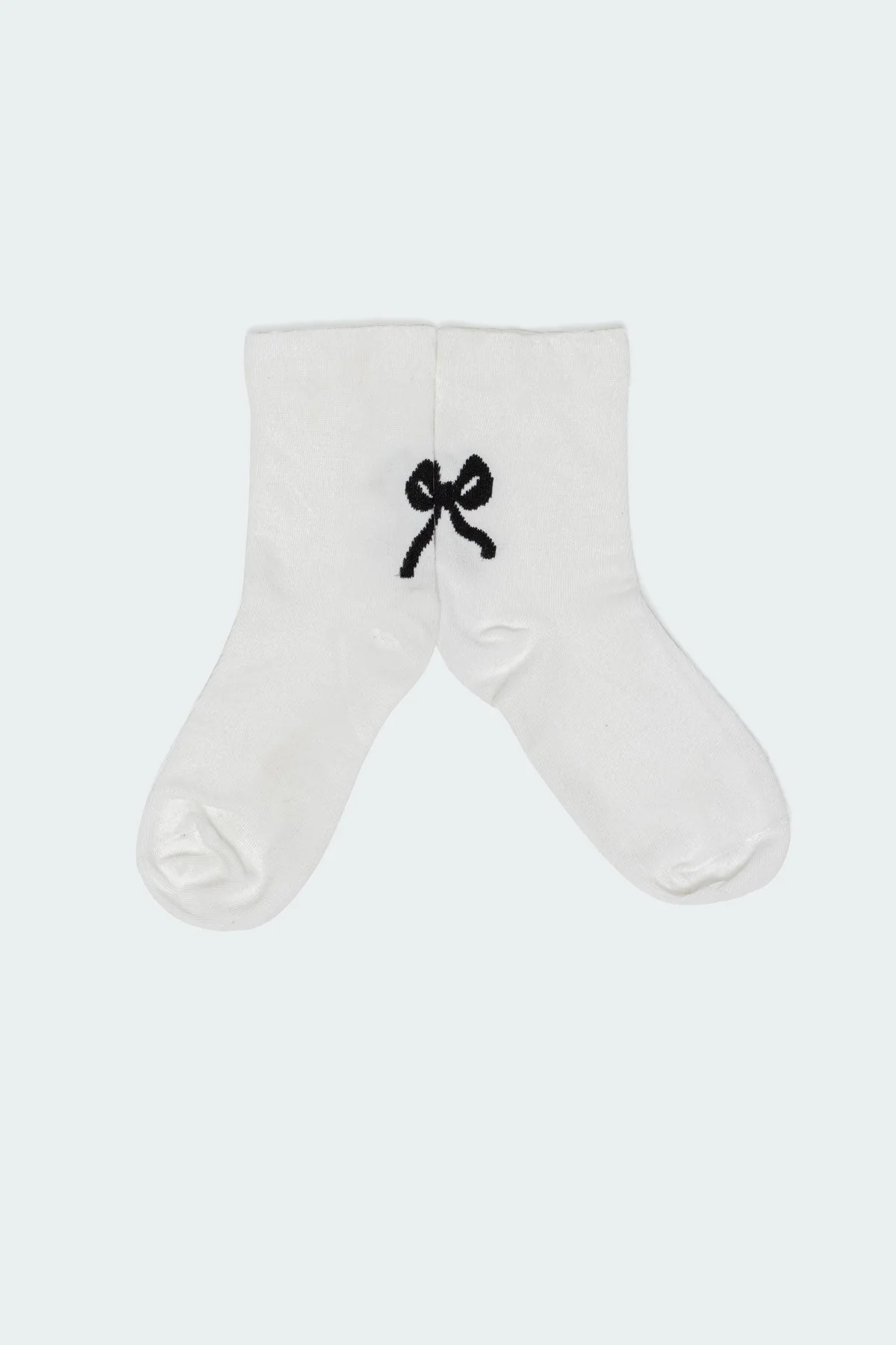 White Bow Design Cotton Socks for Women