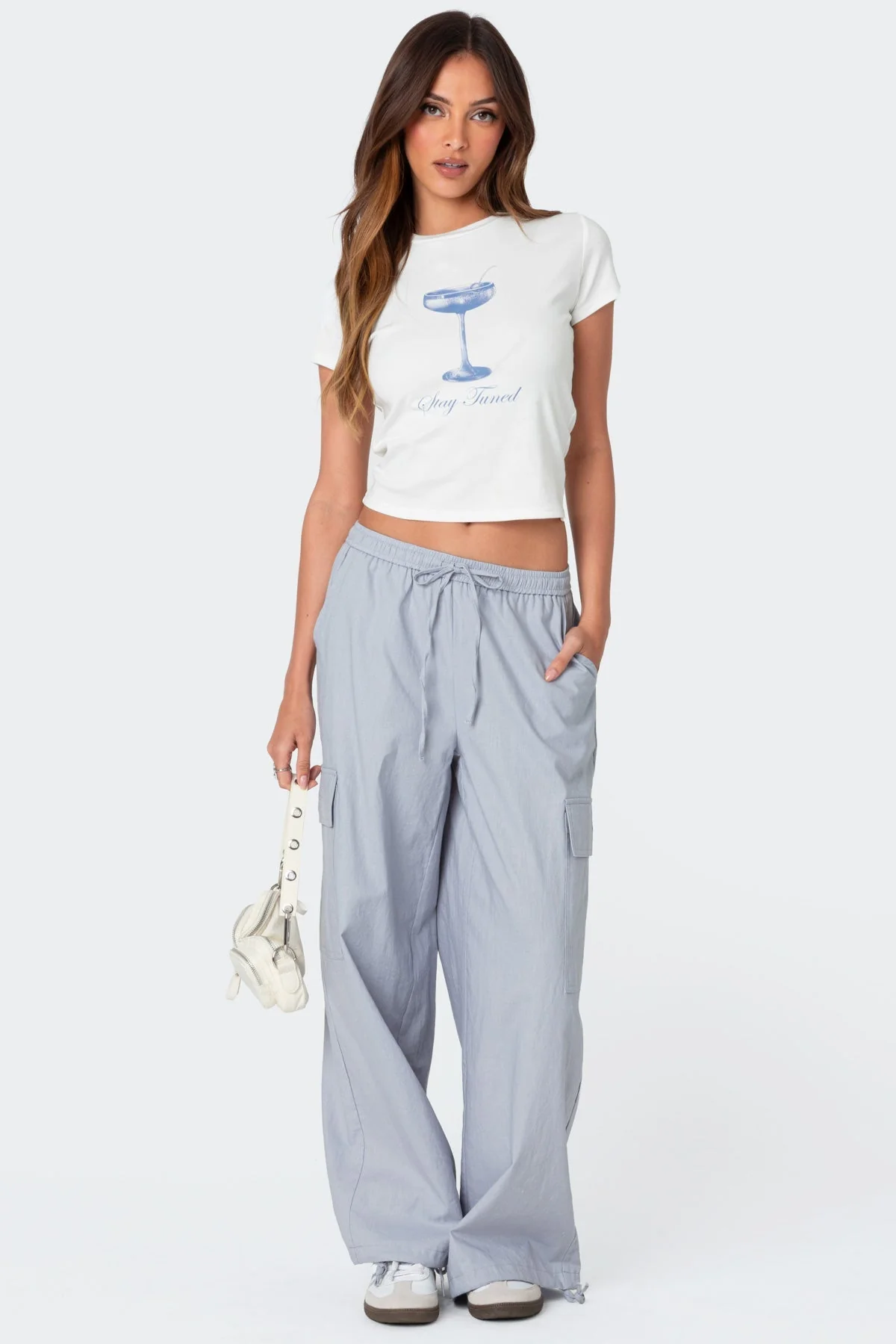 Relaxed Fit Gray Cargo Style Pants