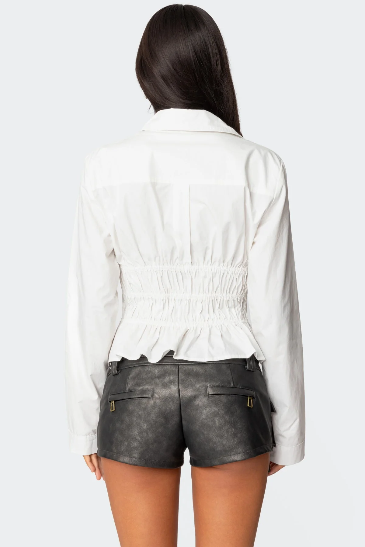 White Collared Tie Front Cotton Shirt