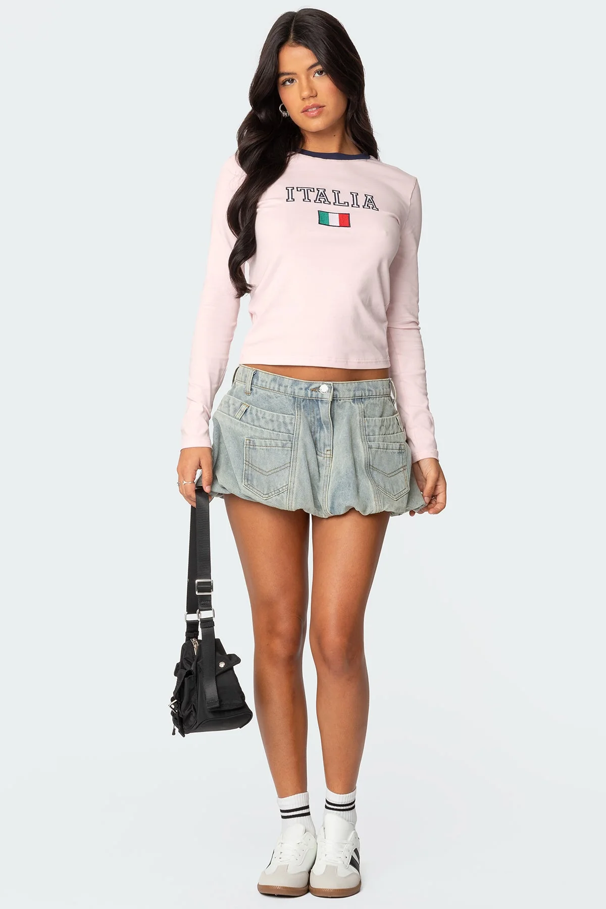 Blue Denim Bubble Mini Skirt - Womens Retro Style Skirt