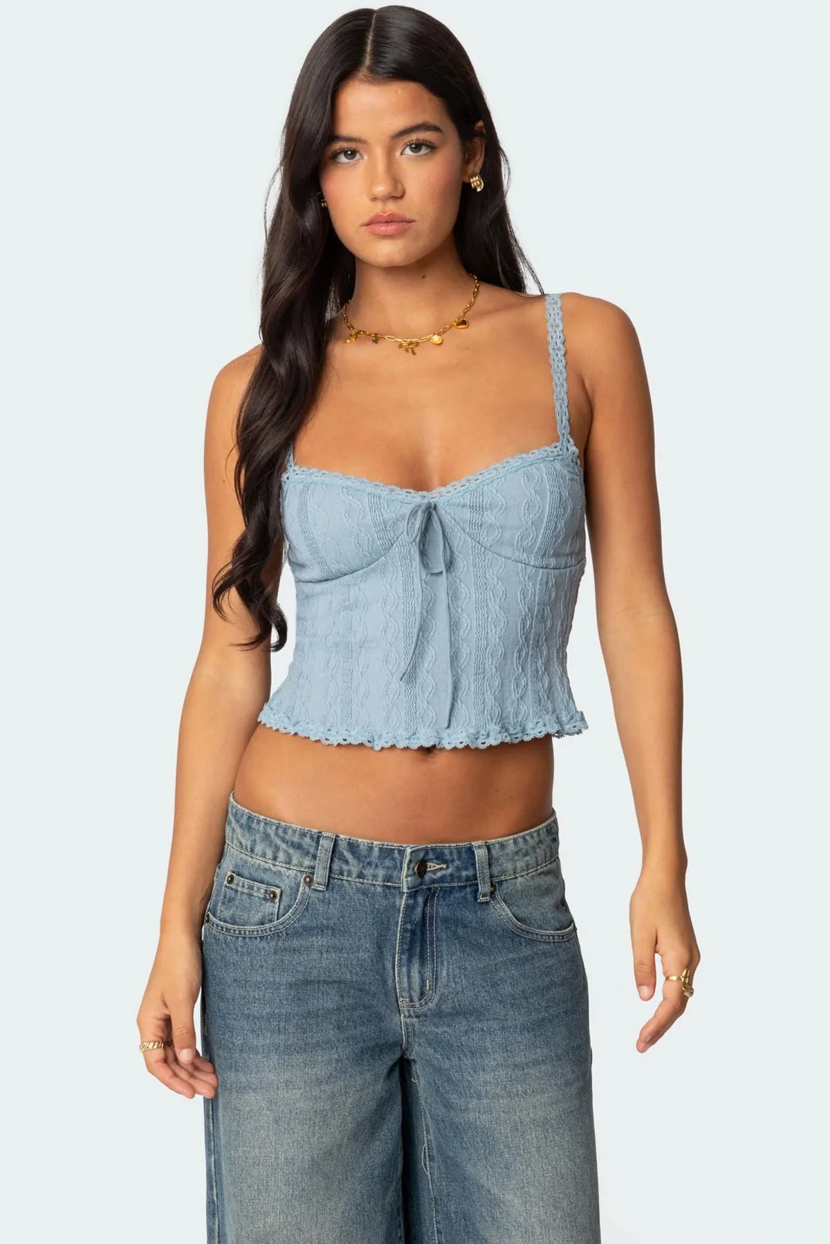 Light Blue Knit Tank Top for Women