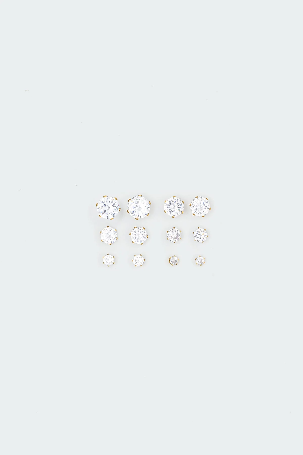 Gold Tone Sparkling Stud Earrings Set