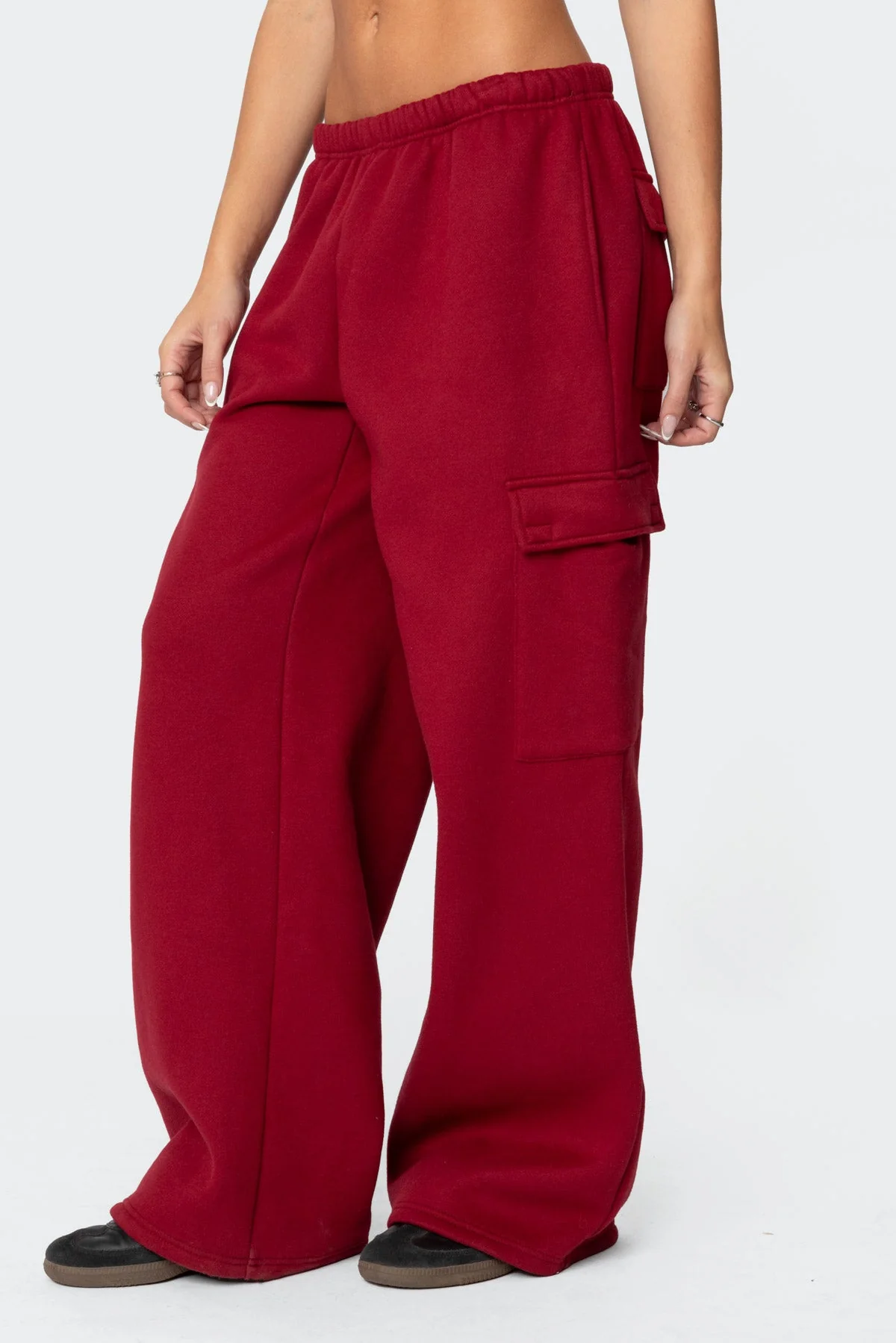 Burgundy Cargo Style Cotton Sweatpants