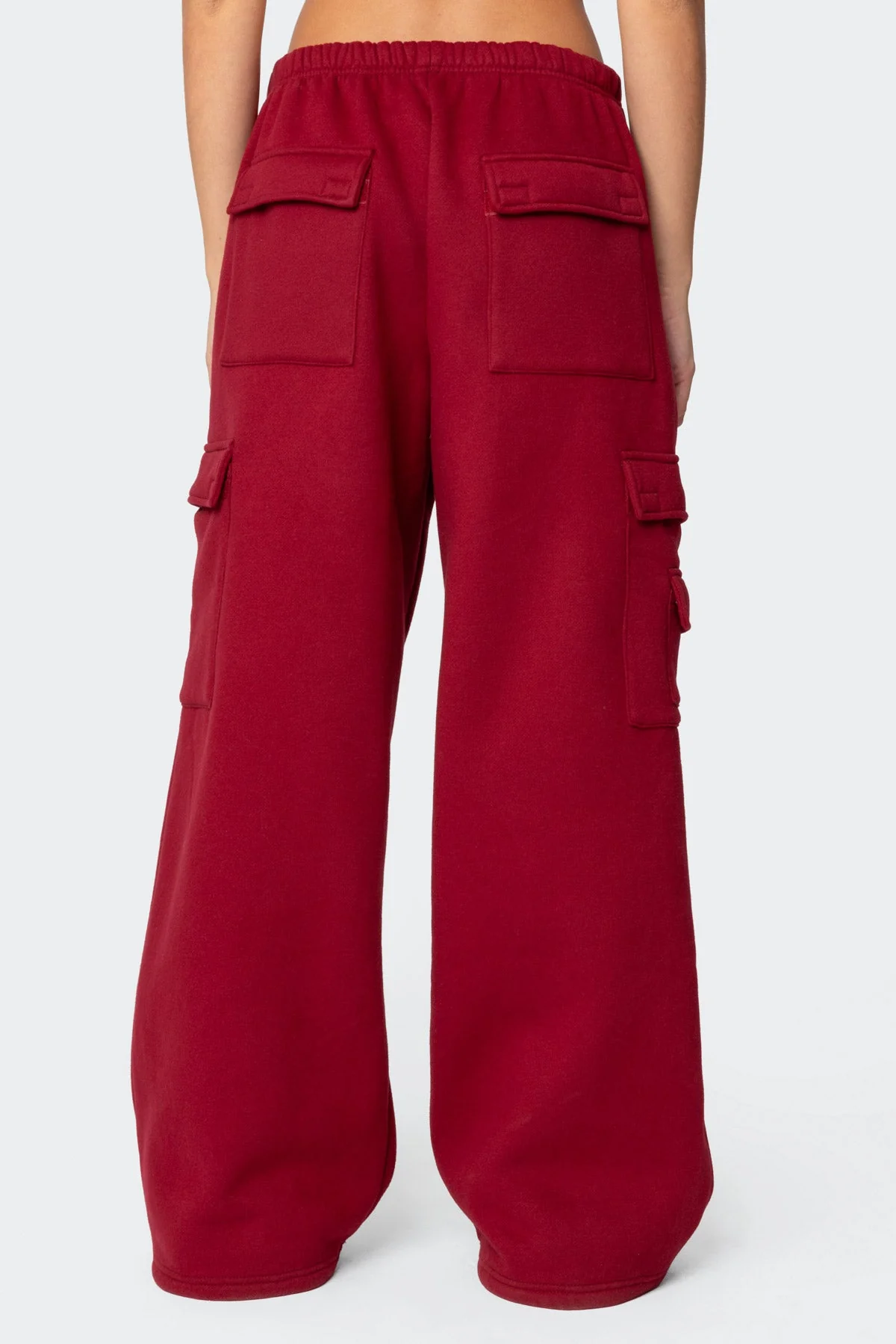 Burgundy Cargo Style Cotton Sweatpants