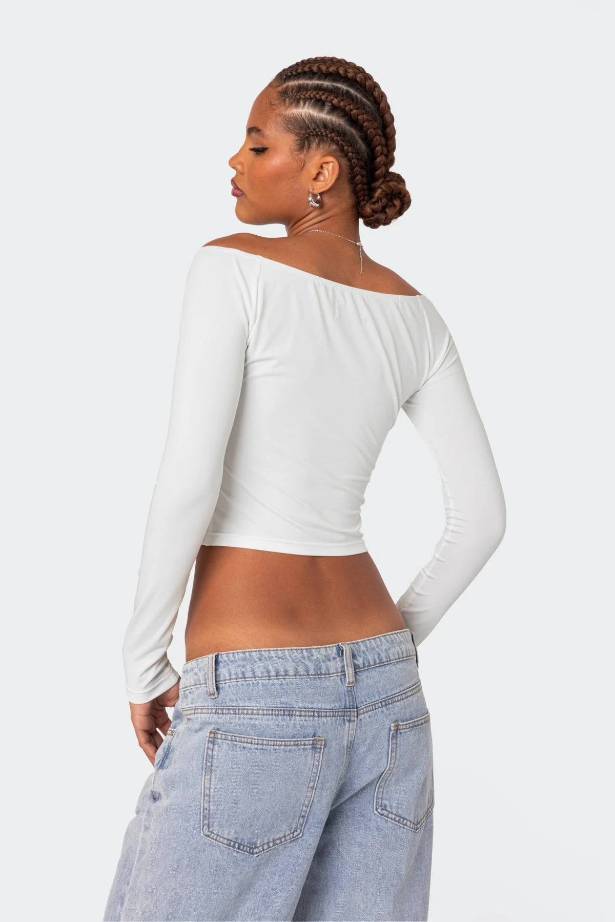 White Cotton Off Shoulder Top for Women