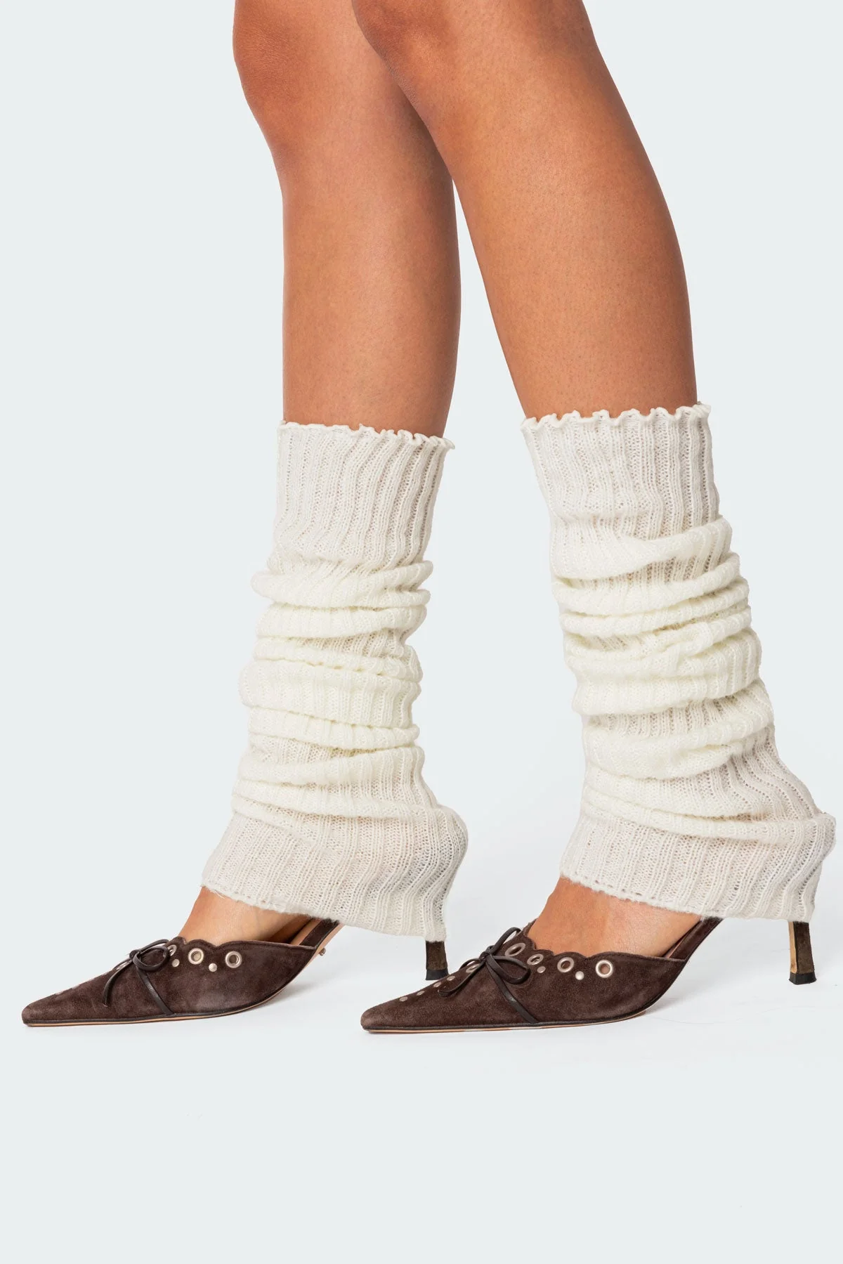 White Knit Baby Leg Warmers