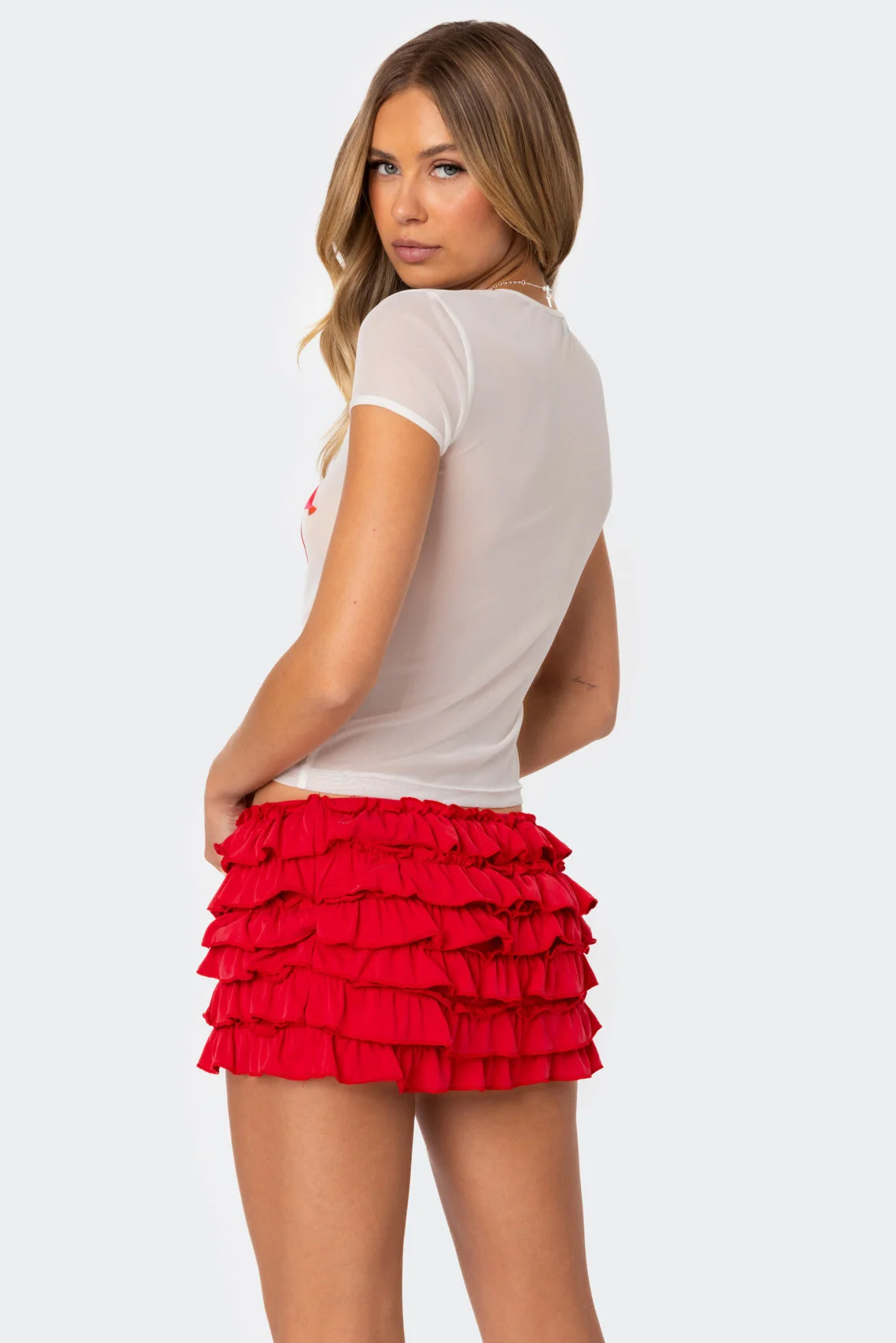 White Sheer Mesh T-Shirt for Women