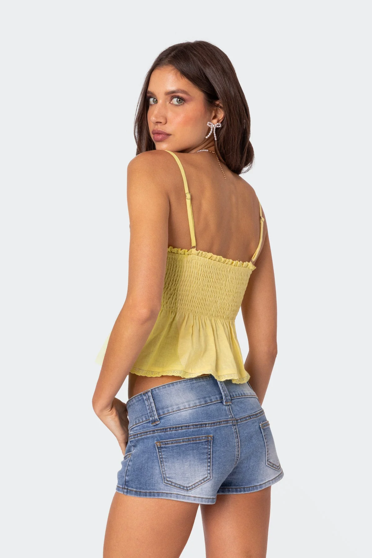 Yellow Cotton Tank Top with Adjustable Straps
