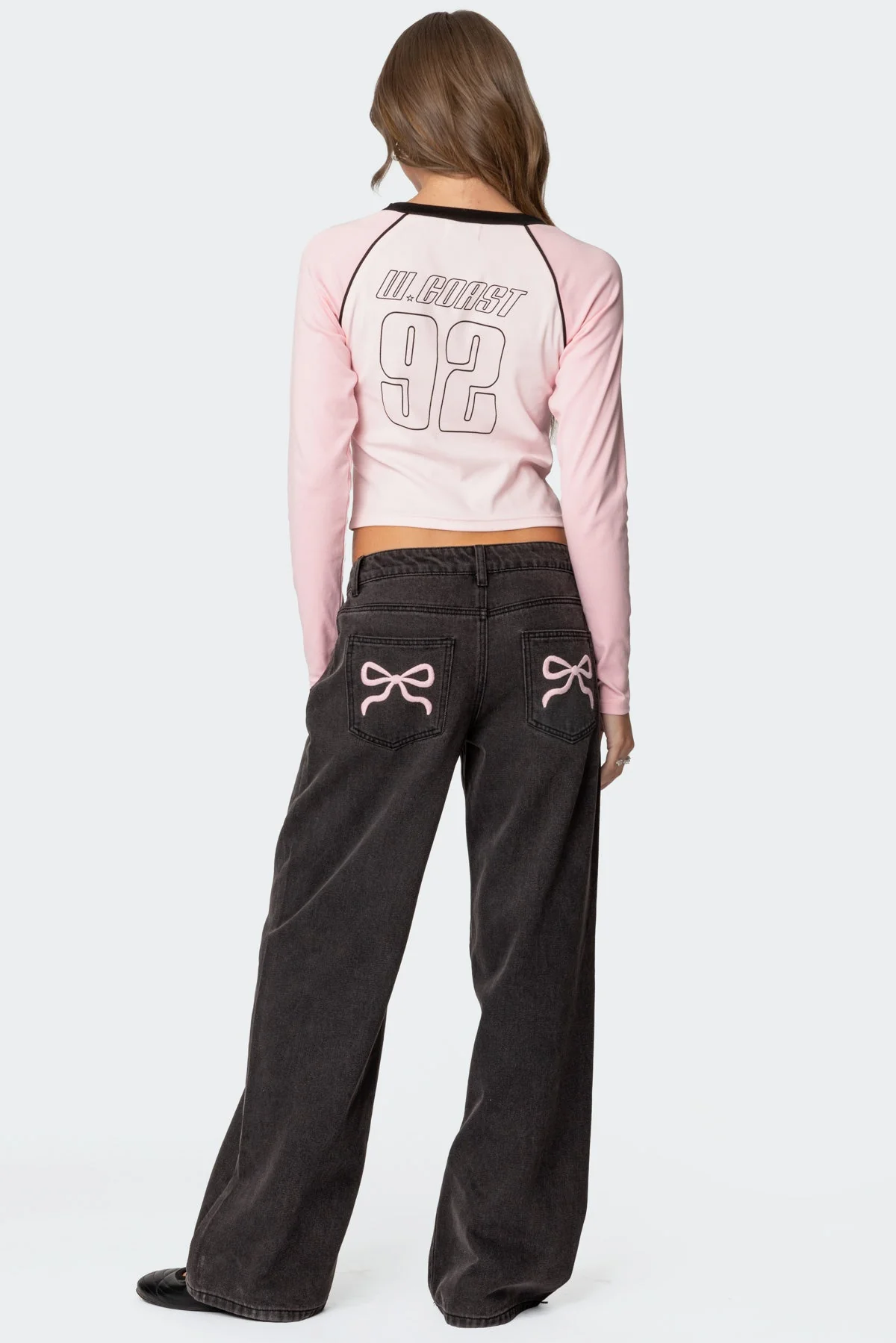 Pink Graphic Rose Long Sleeve T-Shirt for Women